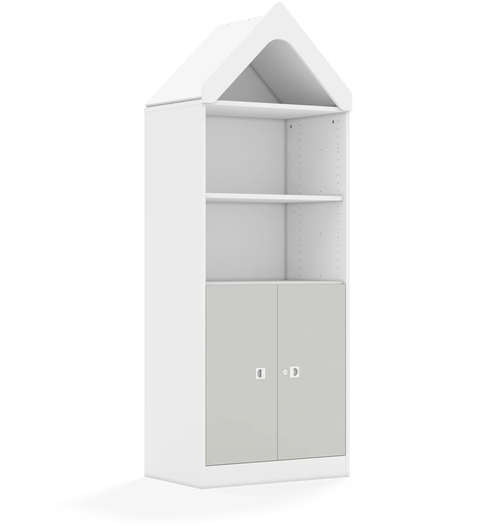 Regał BLOX 70 4P 2F2 z daszkiem 706x466x1927 – biały / jasny szary