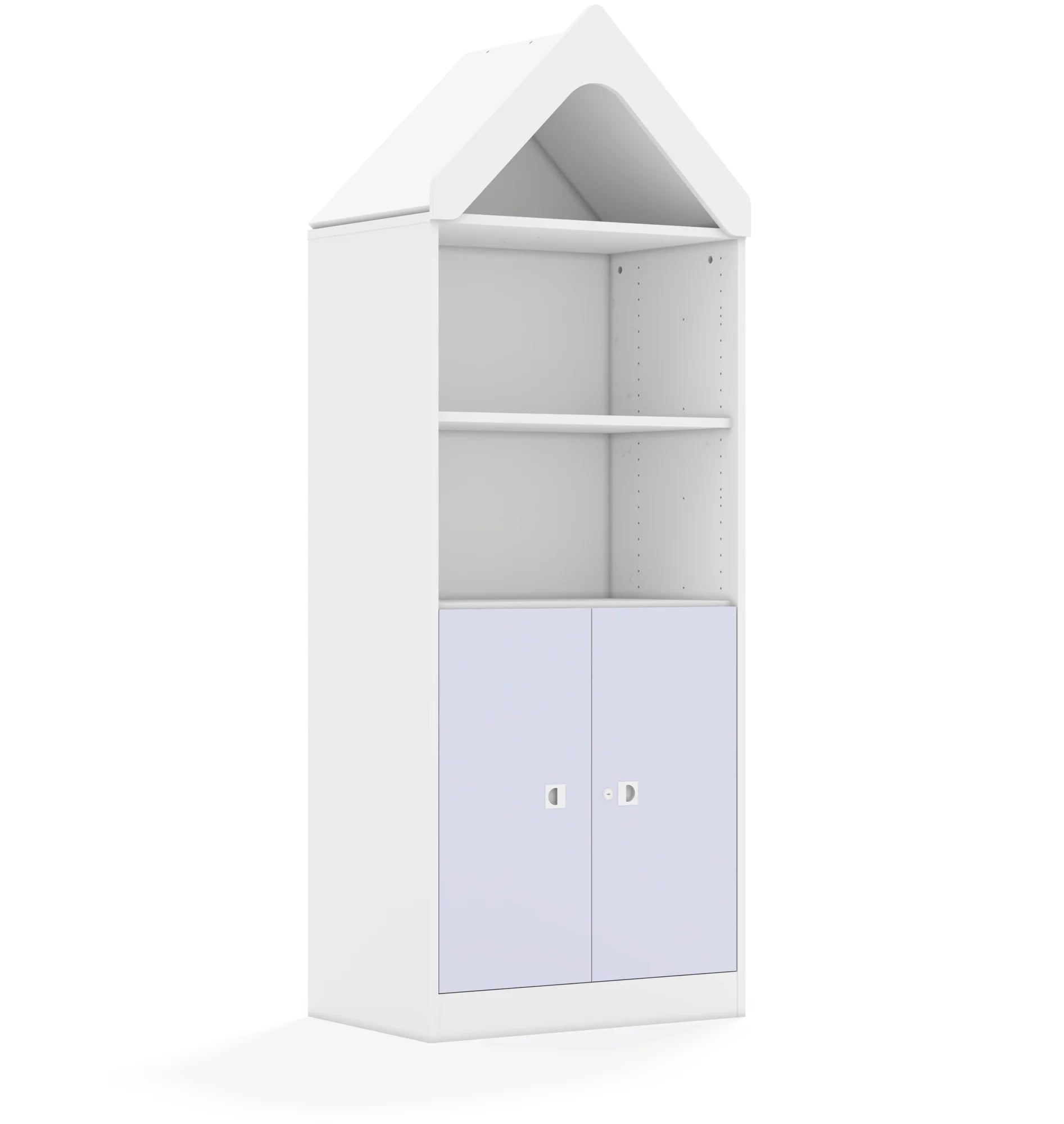 Regał BLOX 70 4P 2F2 z daszkiem 706x466x1927 – biały / pastelowy fioletowy