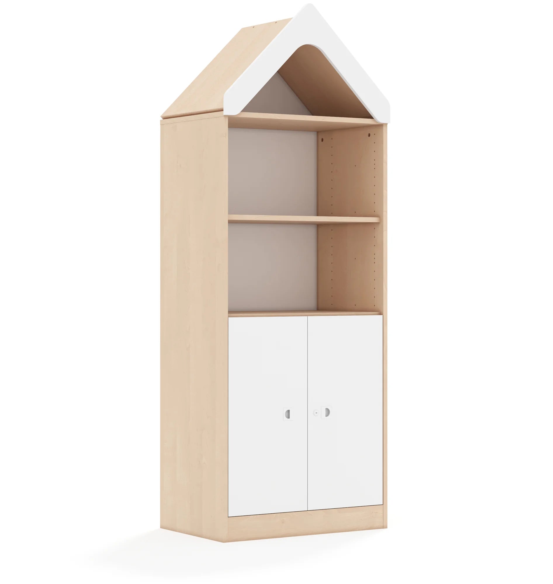 Regał BLOX 70 4P 2F2 z daszkiem 706x466x1927 – brzoza / biały