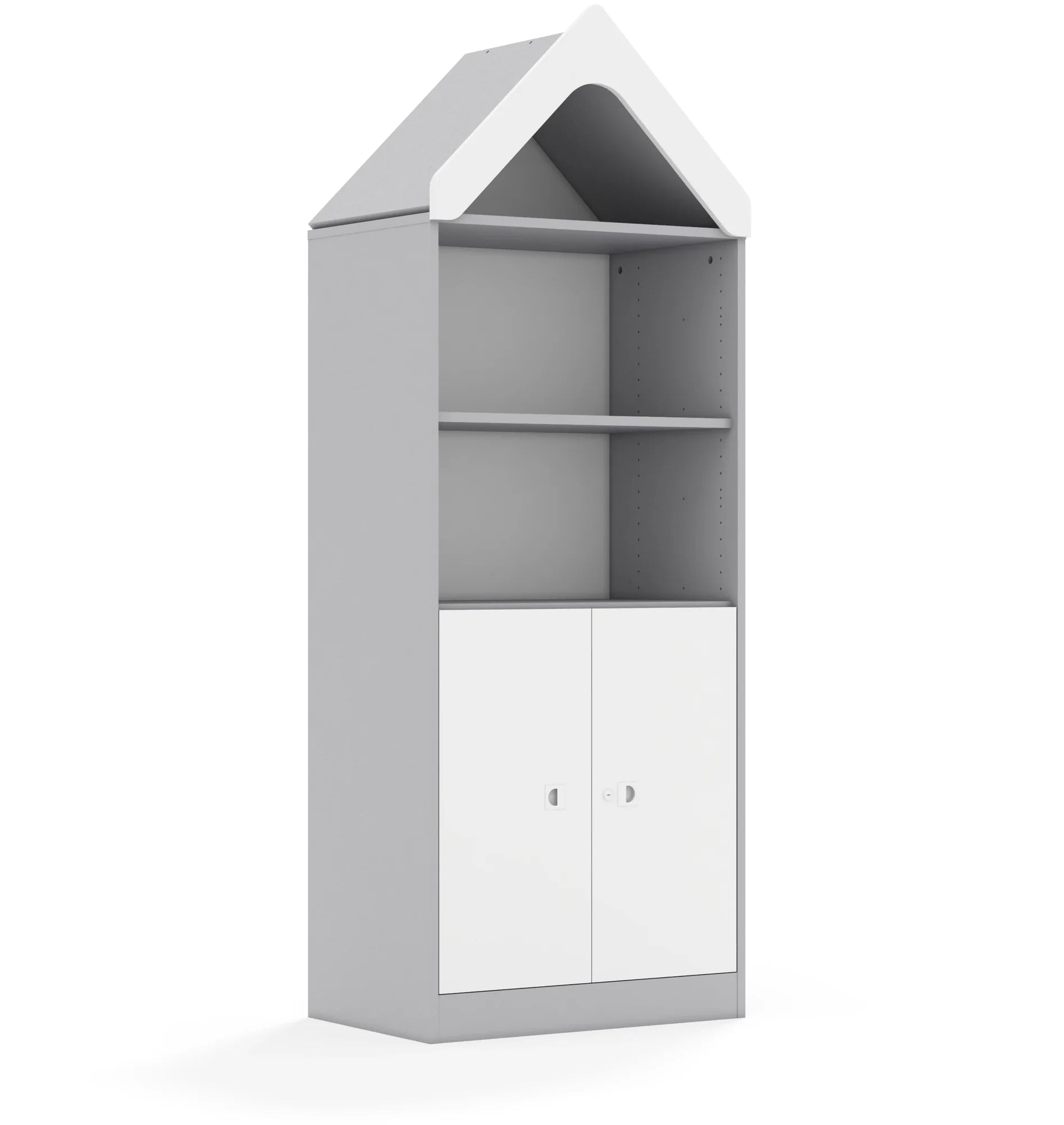 Regał BLOX 70 4P 2F2 z daszkiem 706x466x1927 – szary / biały