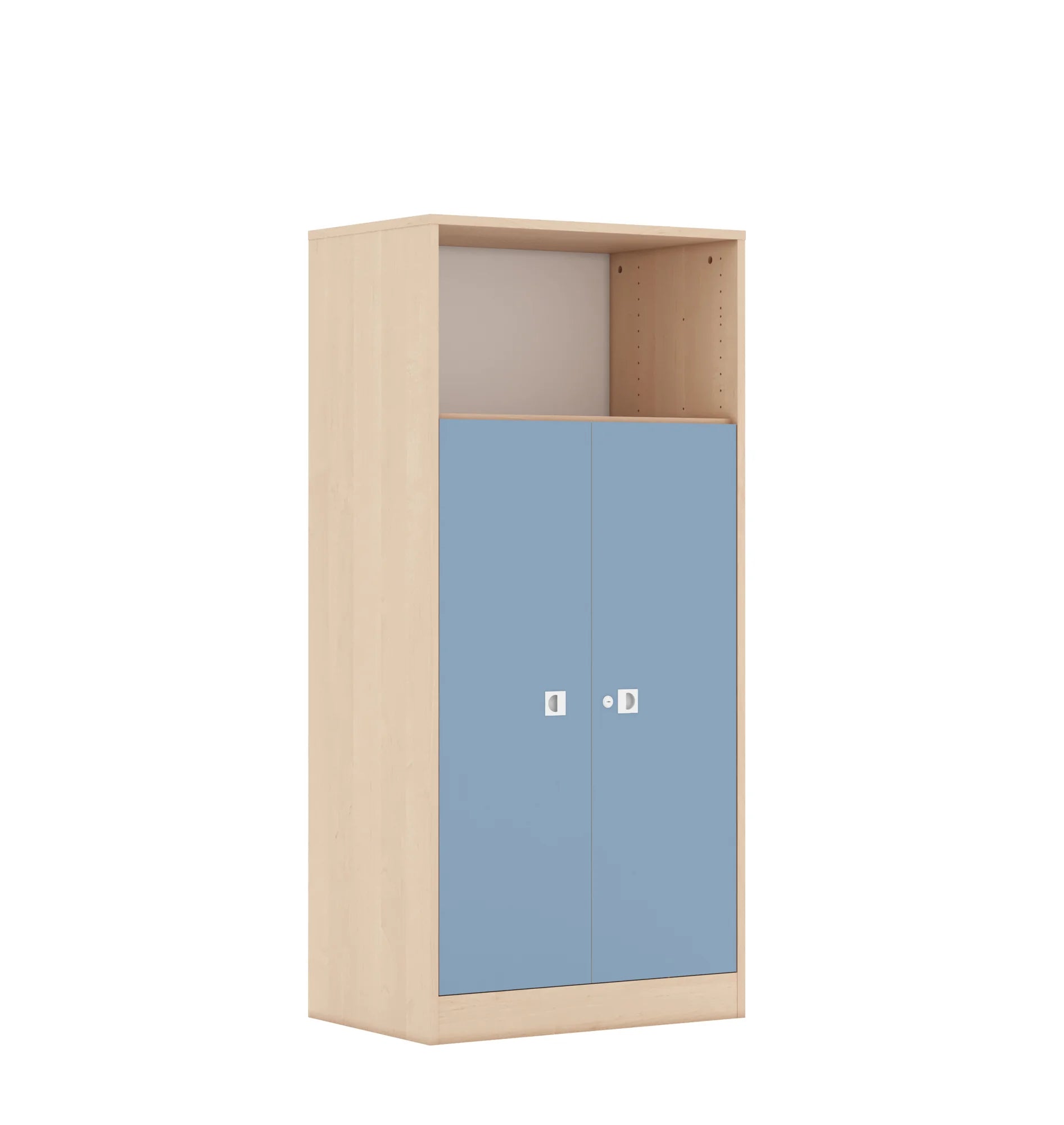 Regał BLOX 70 4P 2F3 706x466x1517 – brzoza / pastelowy niebieski