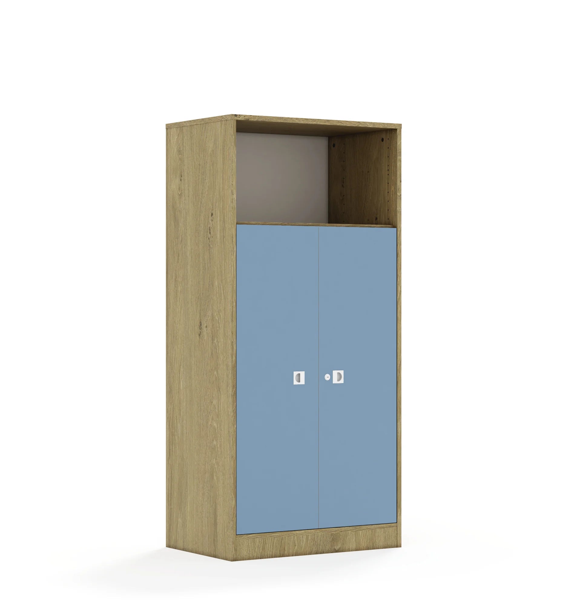 Regał BLOX 70 4P 2F3 706x466x1517 – dąb / pastelowy niebieski