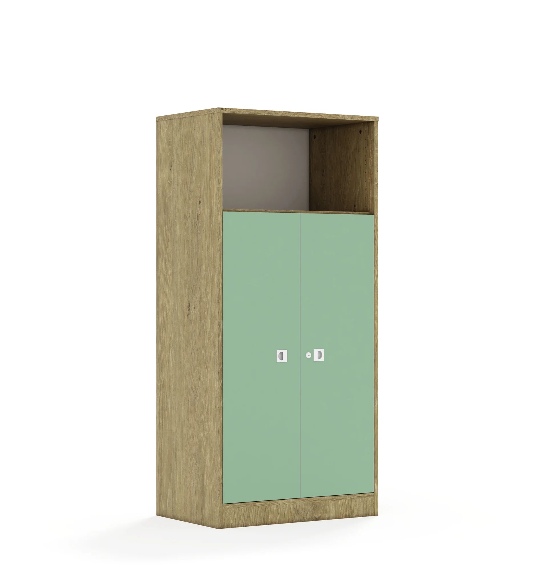 Regał BLOX 70 4P 2F3 706x466x1517 – dąb / pastelowy zielony