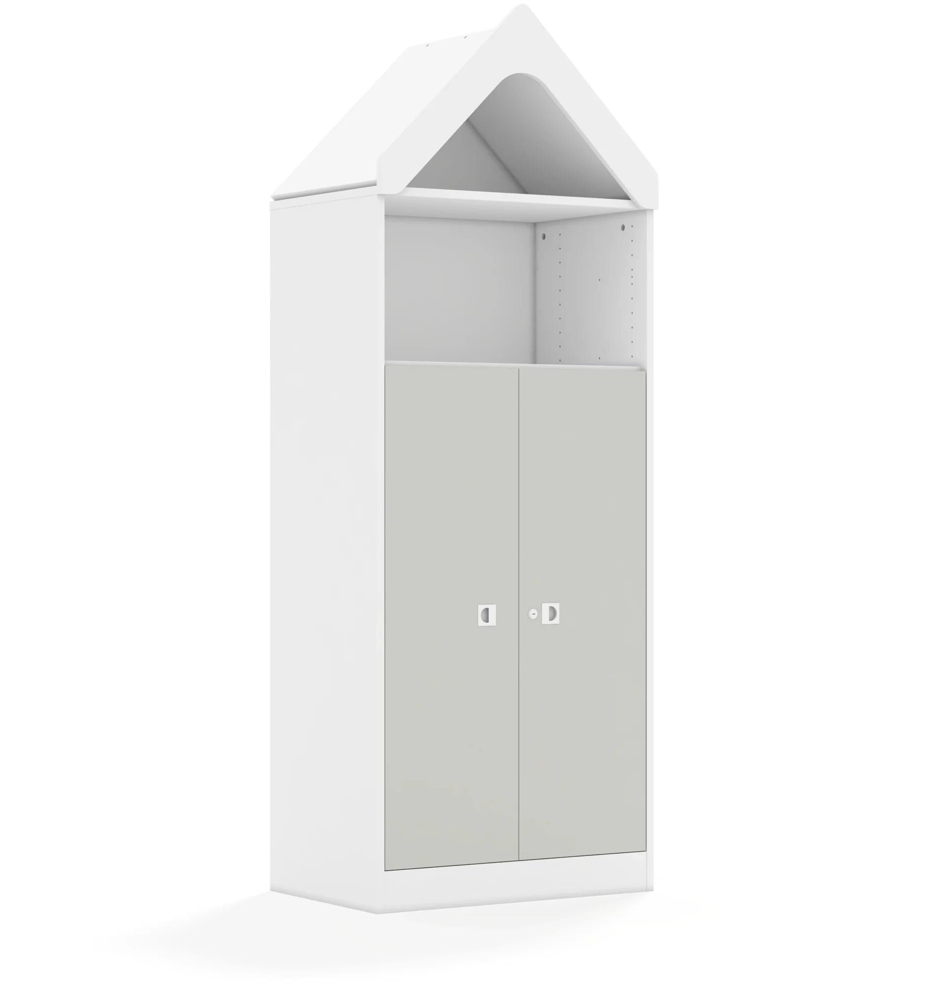 Regał BLOX 70 4P 2F3 z daszkiem 706x466x1927 – biały / jasny szary