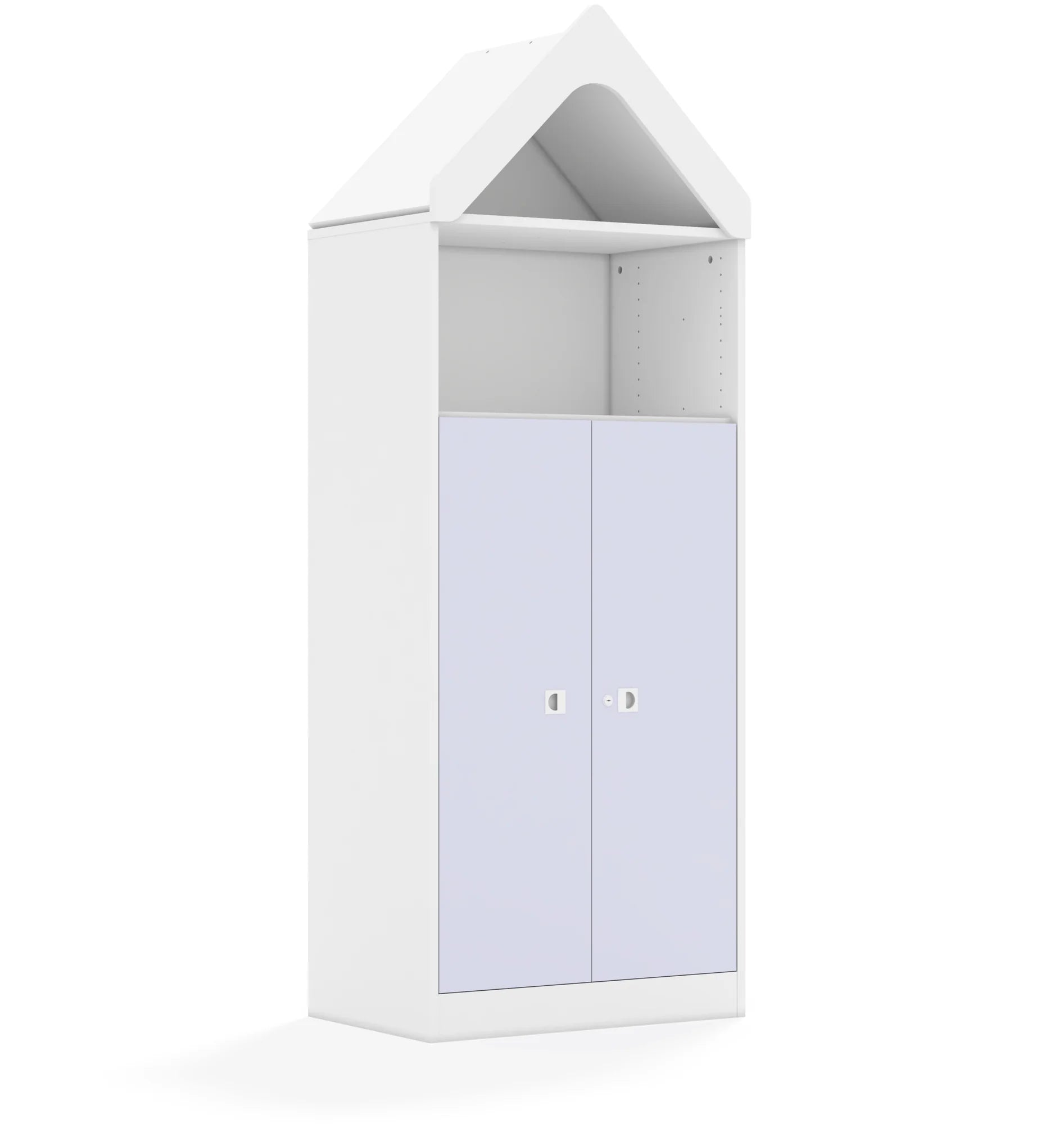 Regał BLOX 70 4P 2F3 z daszkiem 706x466x1927 – biały / pastelowy fioletowy