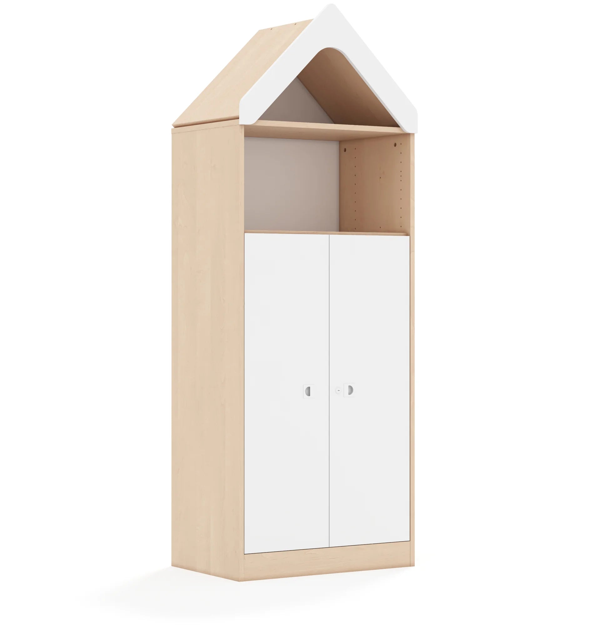 Regał BLOX 70 4P 2F3 z daszkiem 706x466x1927 – brzoza / biały