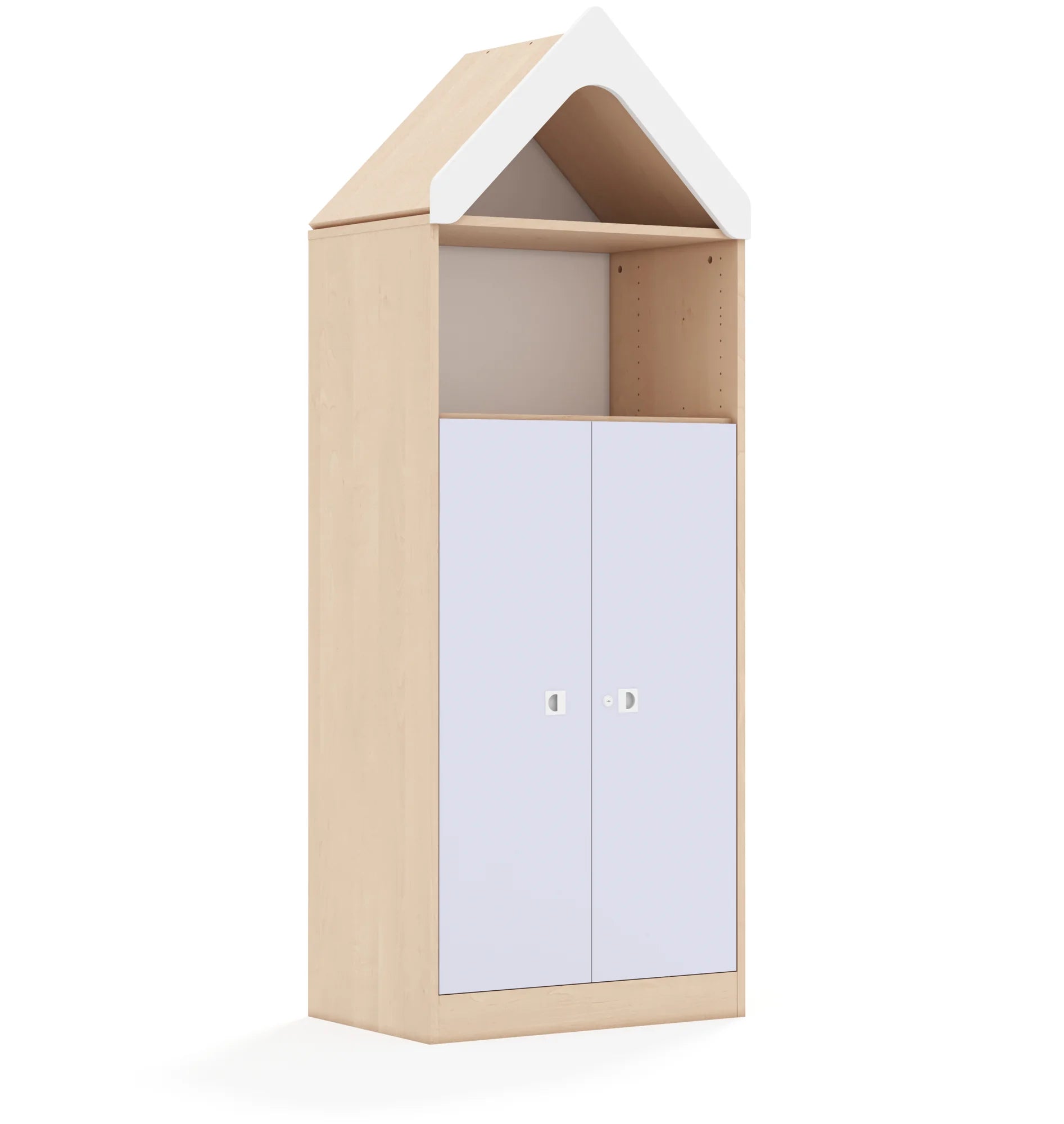 Regał BLOX 70 4P 2F3 z daszkiem 706x466x1927 – brzoza / pastelowy fioletowy