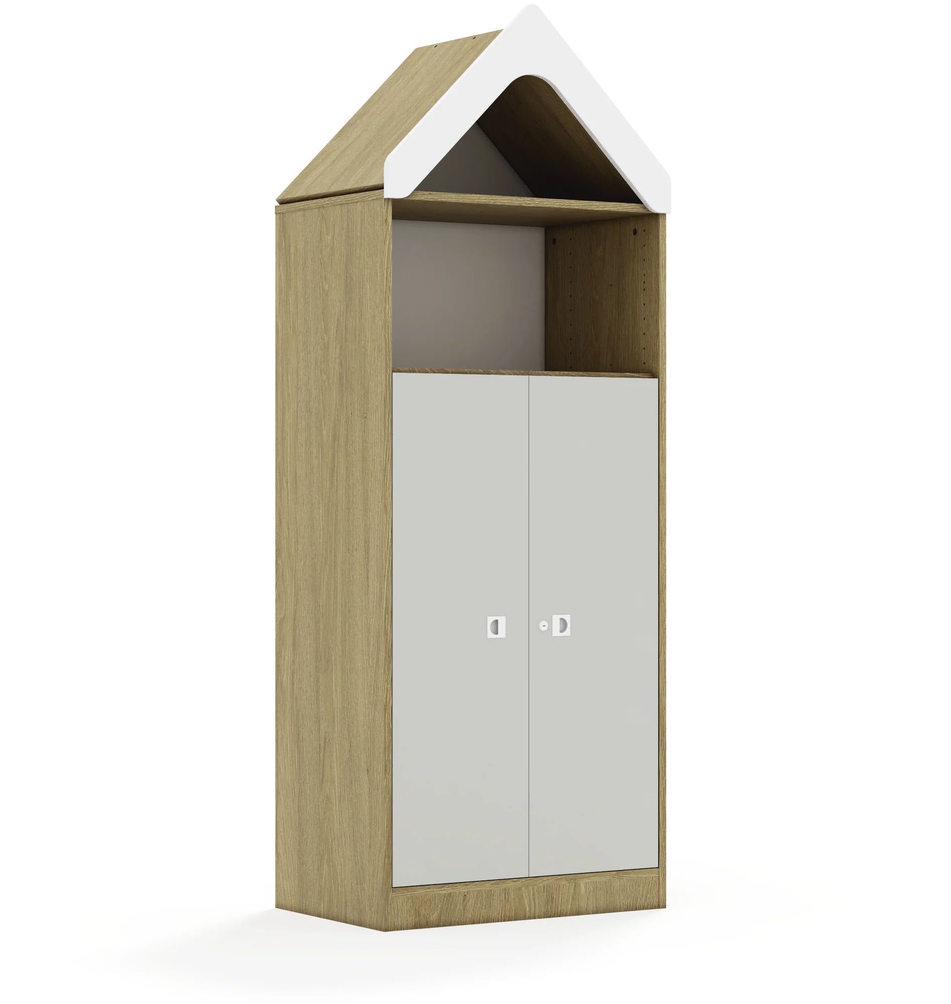 Regał BLOX 70 4P 2F3 z daszkiem 706x466x1927 – dąb / jasny szary
