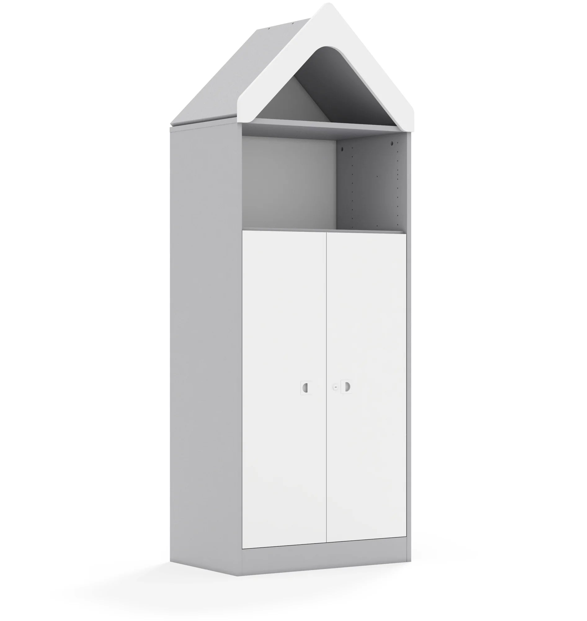 Regał BLOX 70 4P 2F3 z daszkiem 706x466x1927 – szary / biały