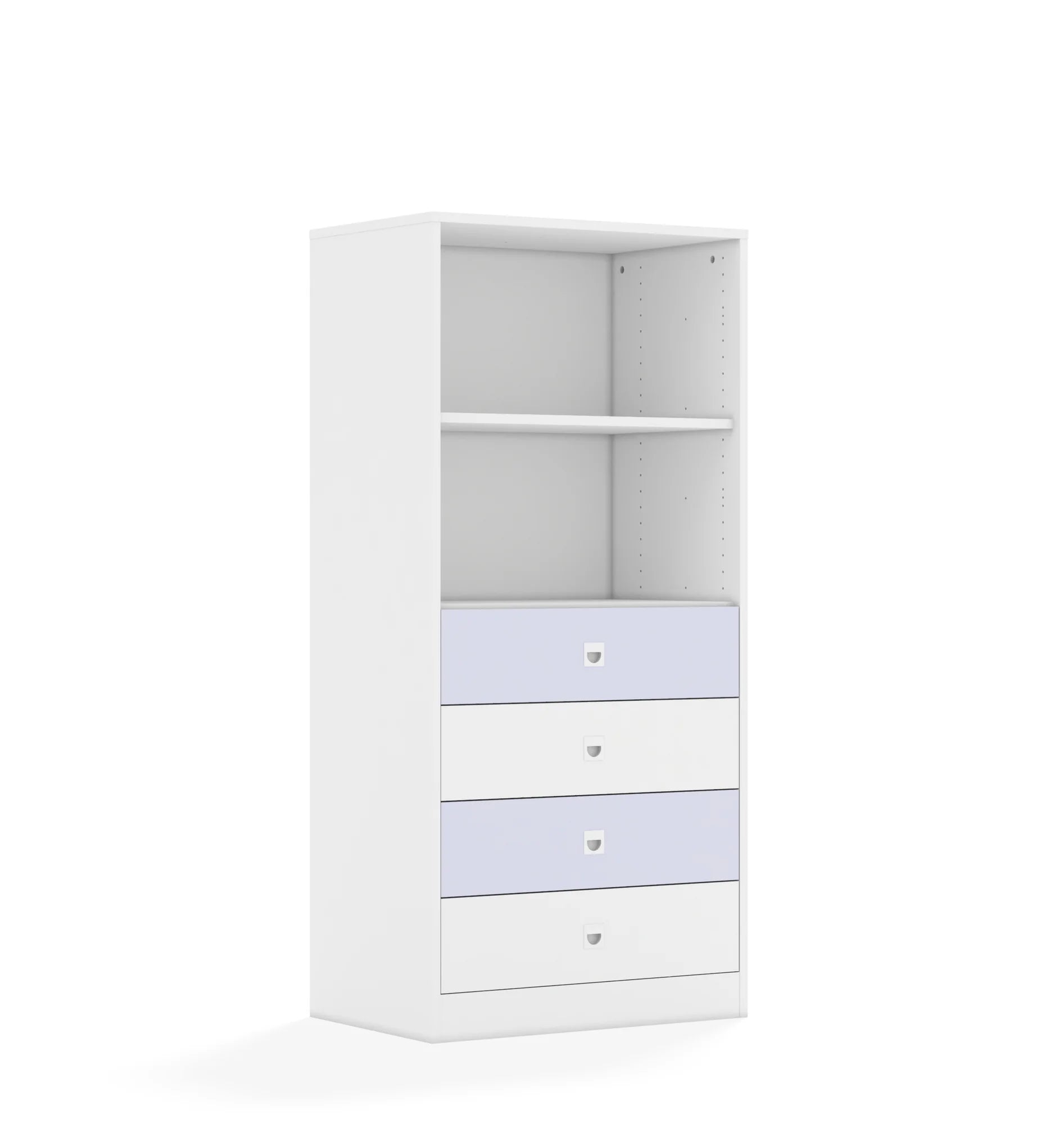 Regał BLOX 70 4P 4S 706x466x1517 – biały / biały/pastelowy fioletowy