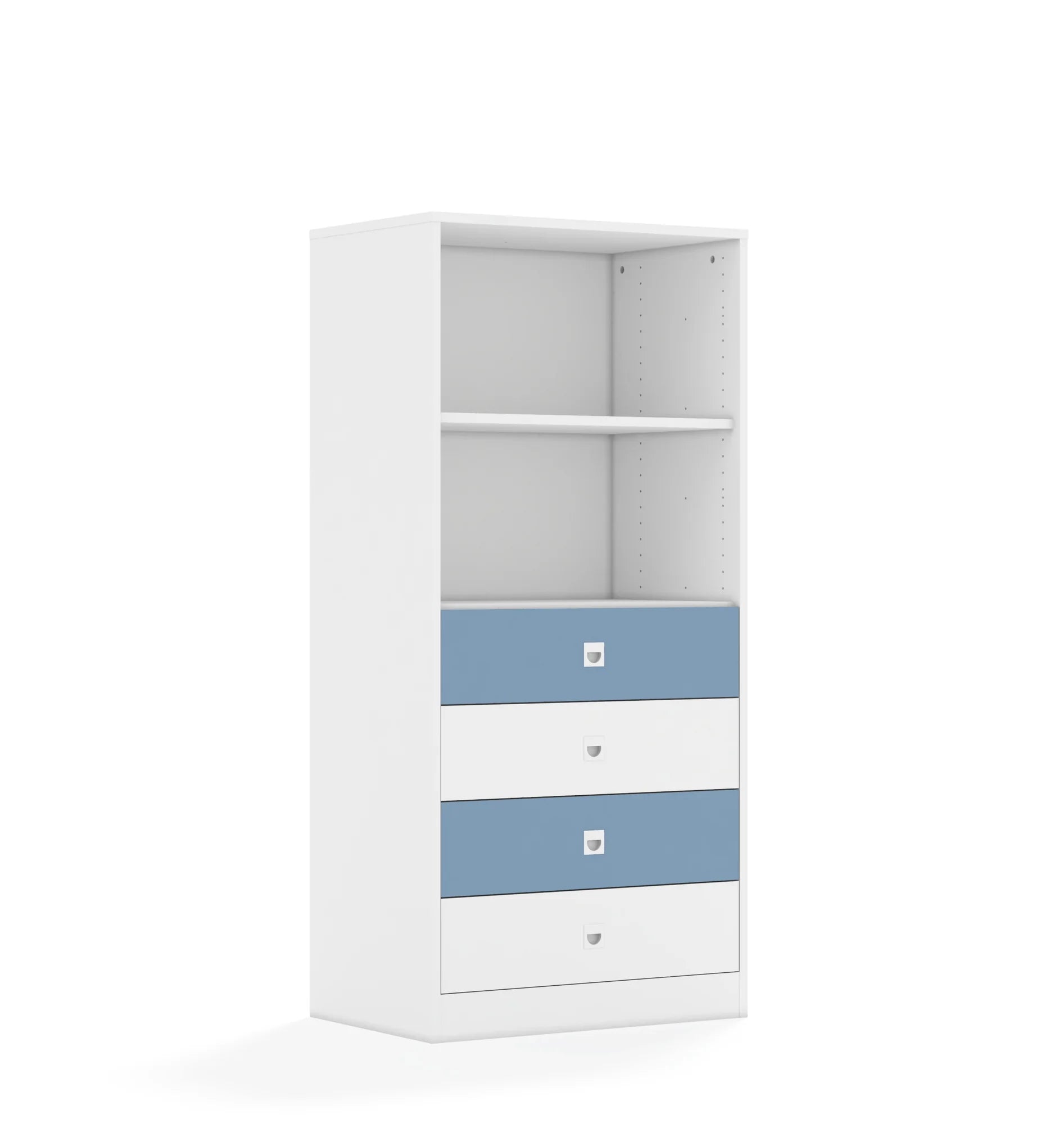 Regał BLOX 70 4P 4S 706x466x1517 – biały / biały/pastelowy niebieski