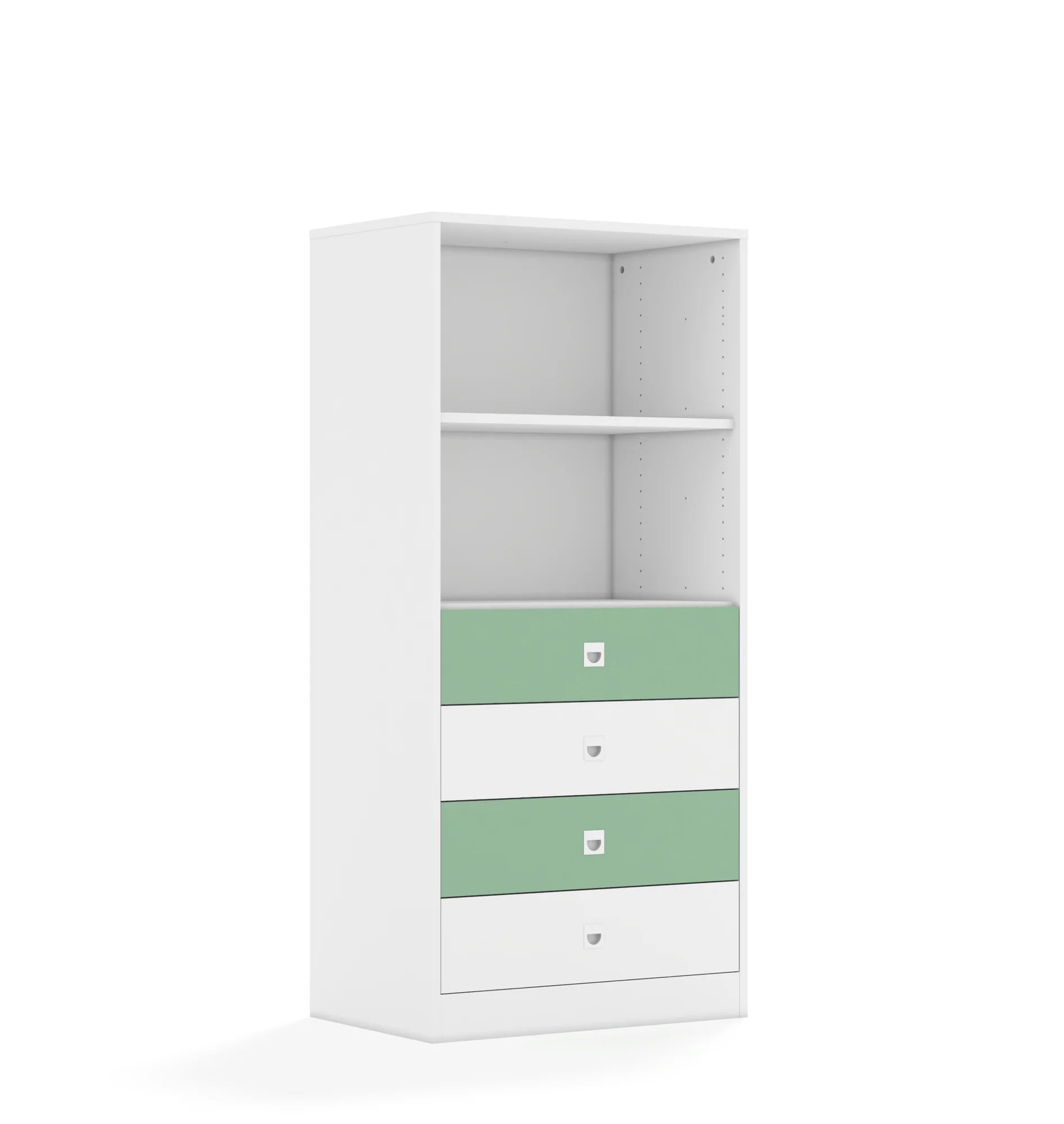 Regał BLOX 70 4P 4S 706x466x1517 – biały / biały/pastelowy zielony