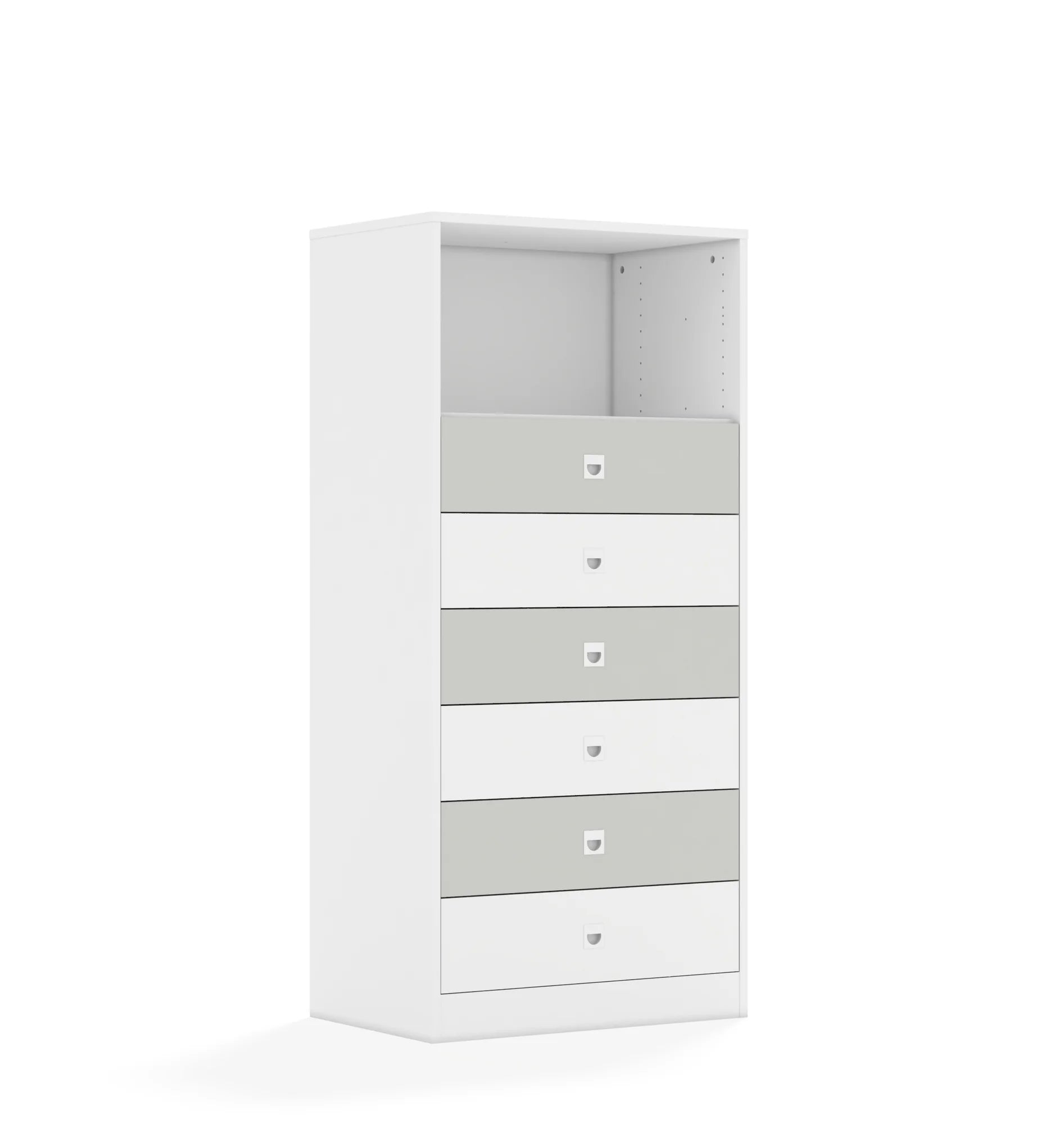 Regał BLOX 70 4P 6S 706x466x1517 – biały / biały/jasny szary