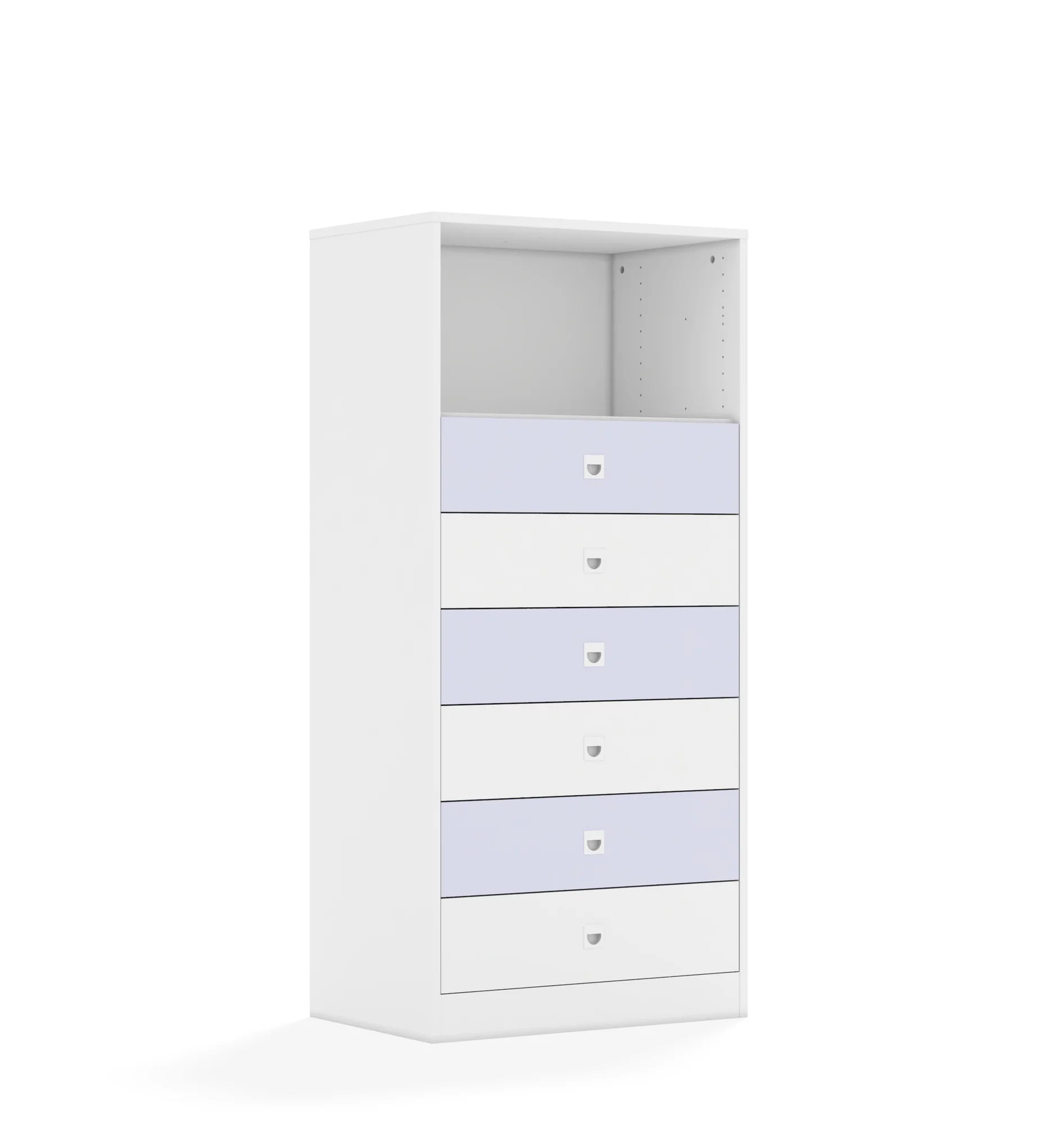 Regał BLOX 70 4P 6S 706x466x1517 – biały / biały/pastelowy fioletowy