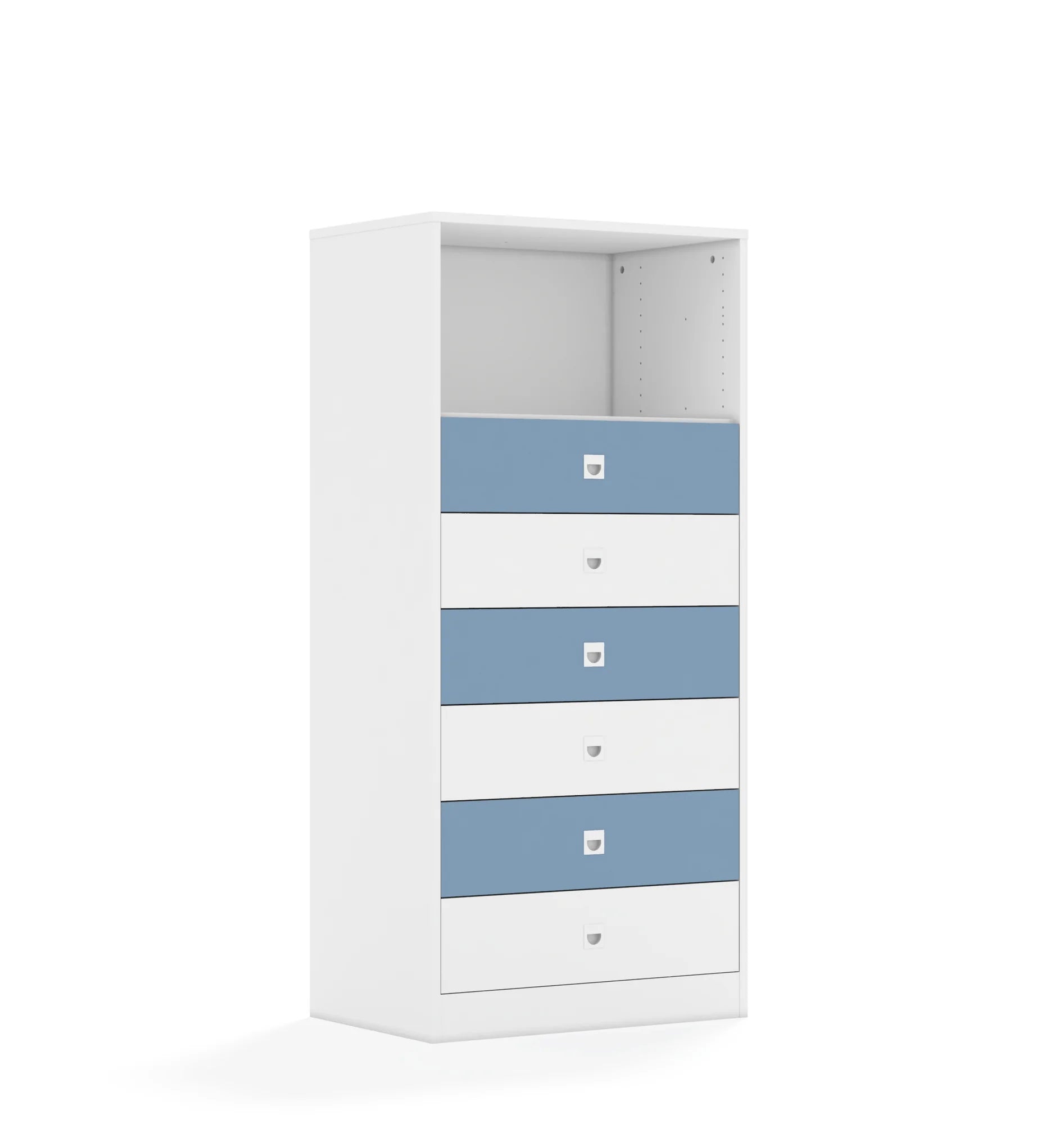 Regał BLOX 70 4P 6S 706x466x1517 – biały / biały/pastelowy niebieski