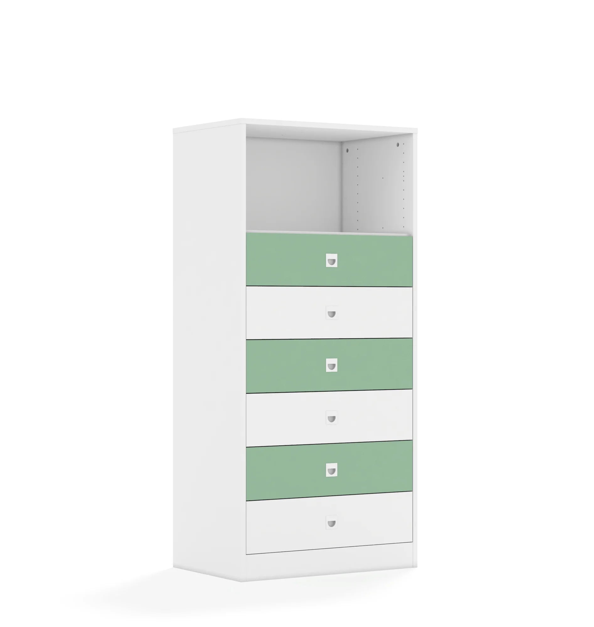 Regał BLOX 70 4P 6S 706x466x1517 – biały / biały/pastelowy zielony