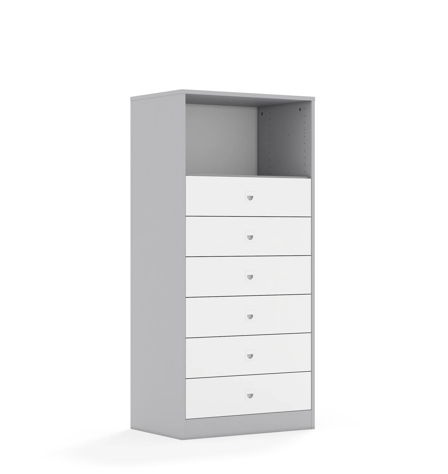 Regał BLOX 70 4P 6S 706x466x1517 – szary / biały