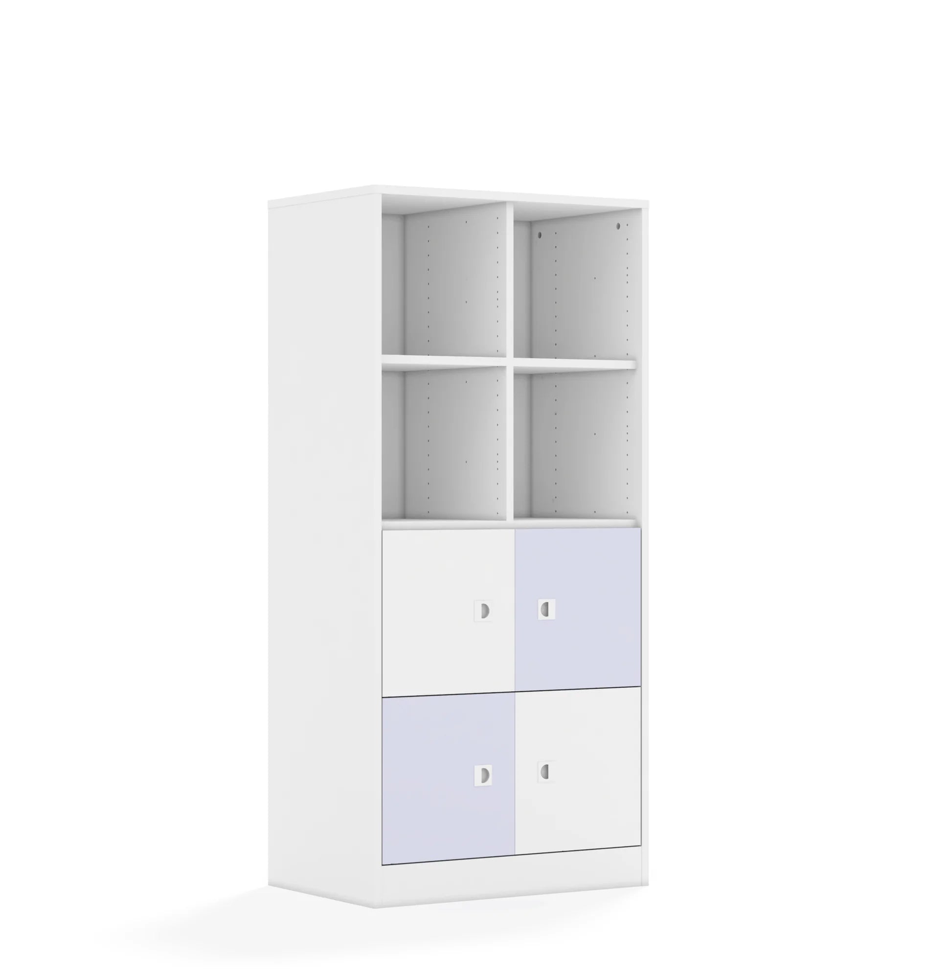 Regał BLOX 70 4PP 4F1 706x466x1517 – biały / biały/pastelowy fioletowy