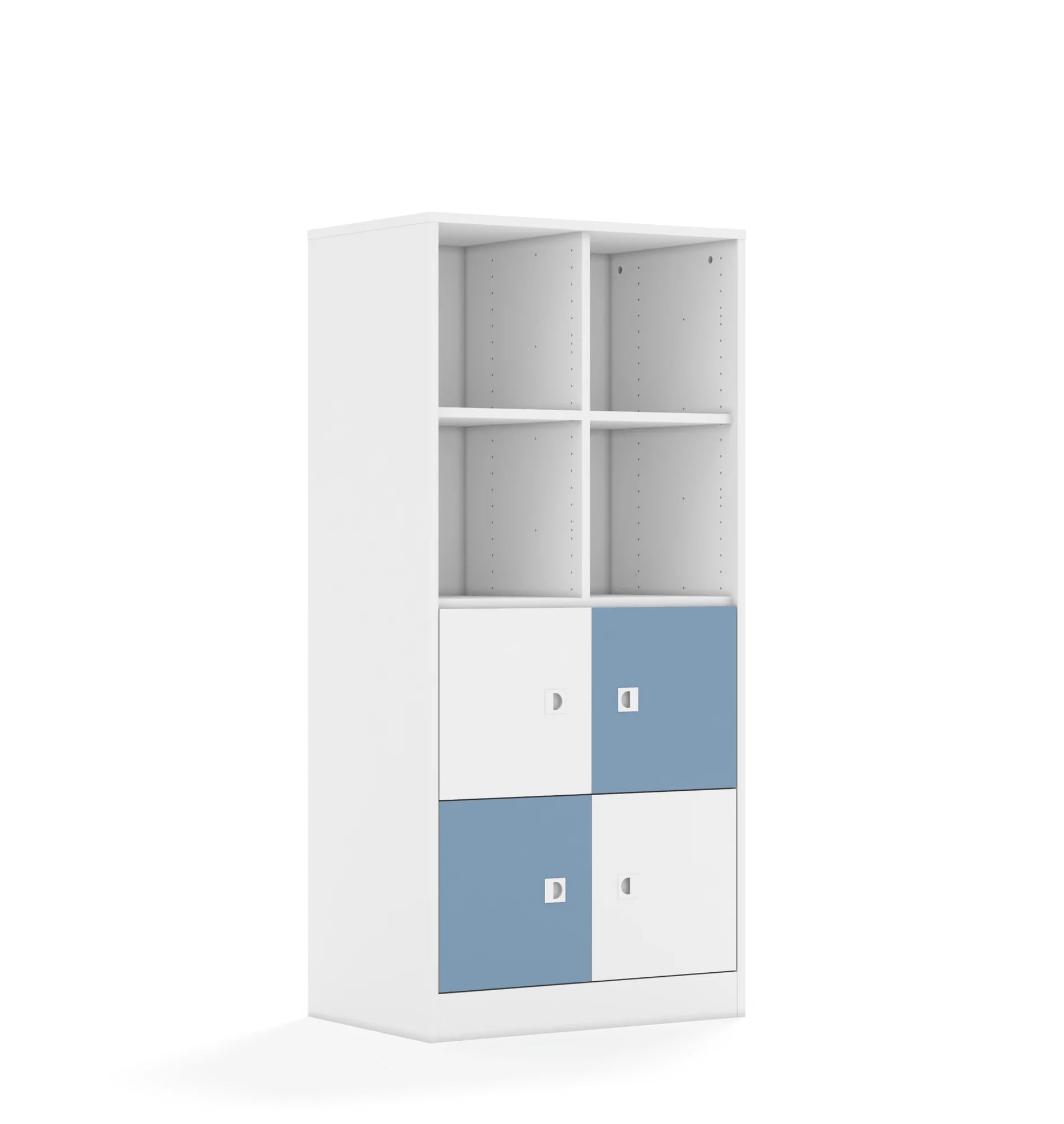 Regał BLOX 70 4PP 4F1 706x466x1517 – biały / biały/pastelowy niebieski