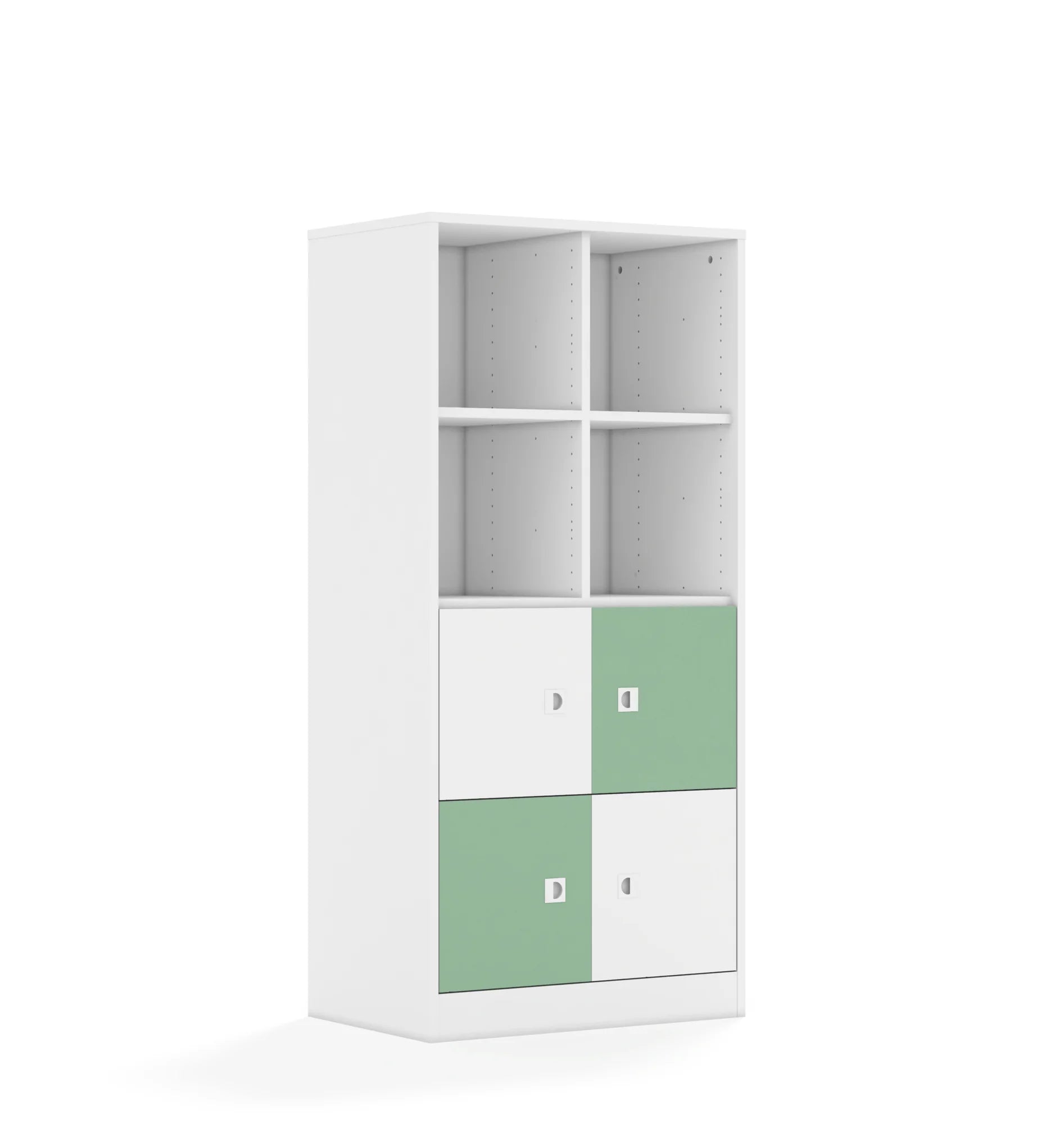 Regał BLOX 70 4PP 4F1 706x466x1517 – biały / biały/pastelowy zielony