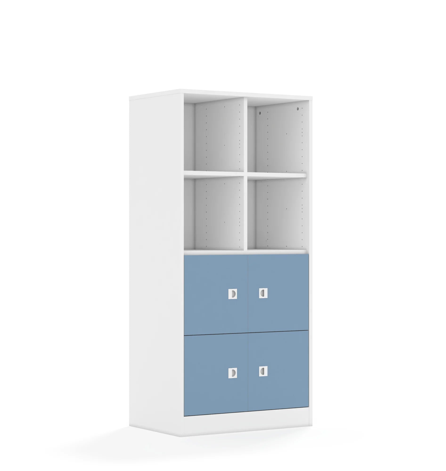 Regał BLOX 70 4PP 4F1 706x466x1517 – biały / pastelowy niebieski
