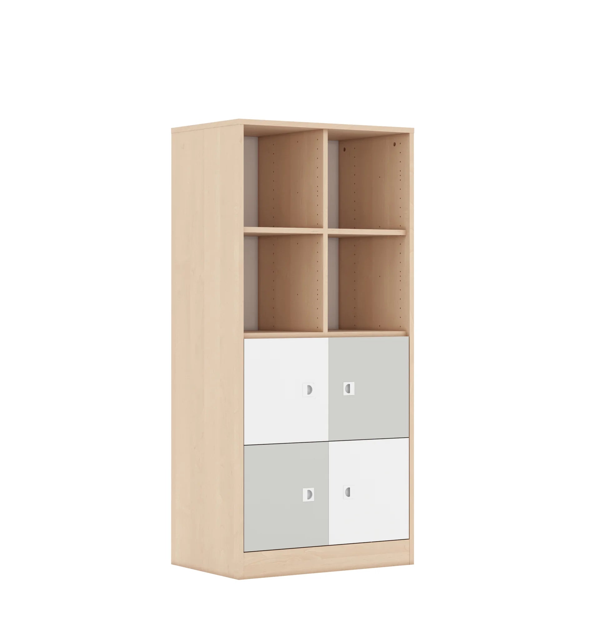 Regał BLOX 70 4PP 4F1 706x466x1517 – brzoza / biały/jasny szary