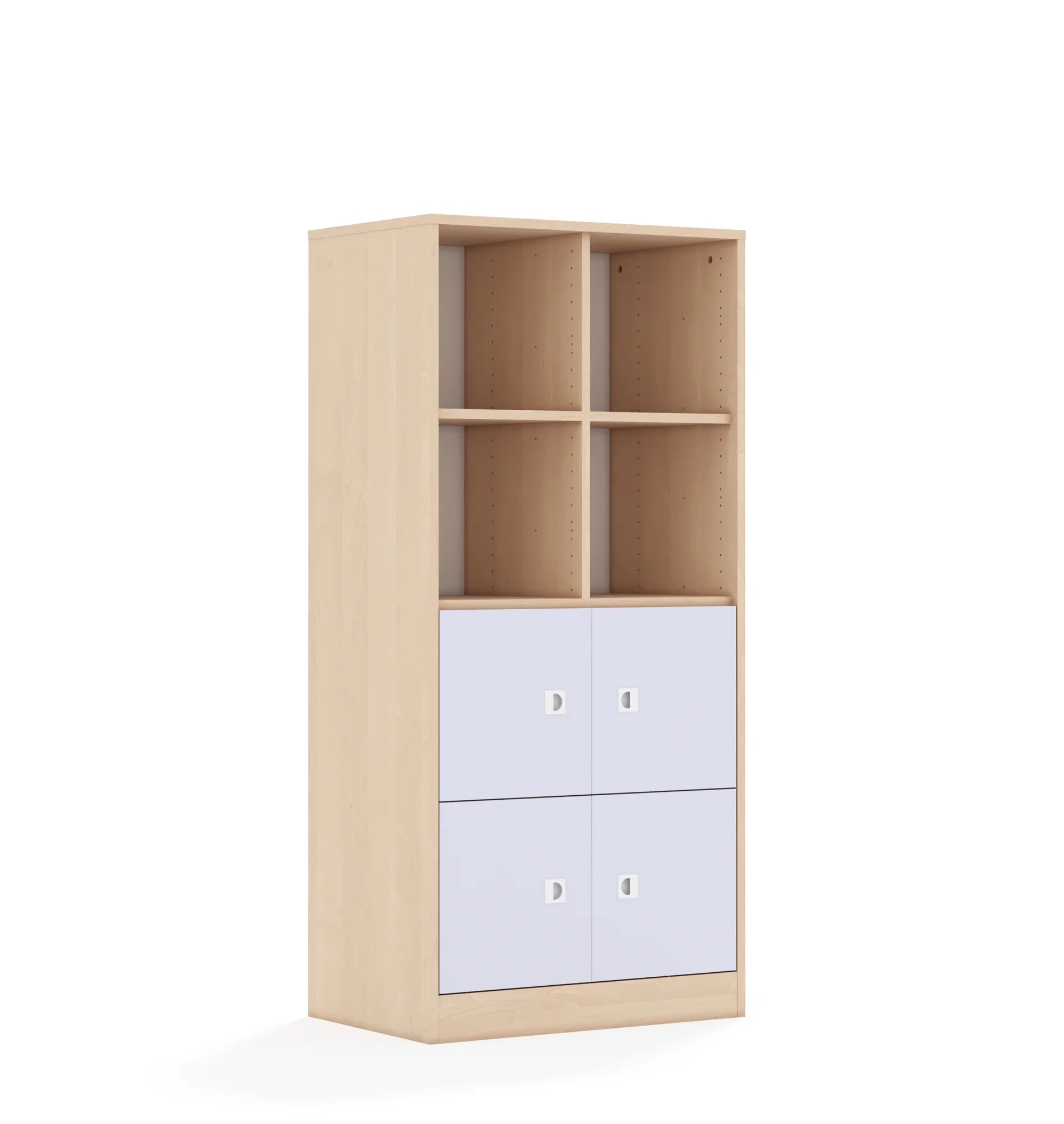 Regał BLOX 70 4PP 4F1 706x466x1517 – brzoza / pastelowy fioletowy