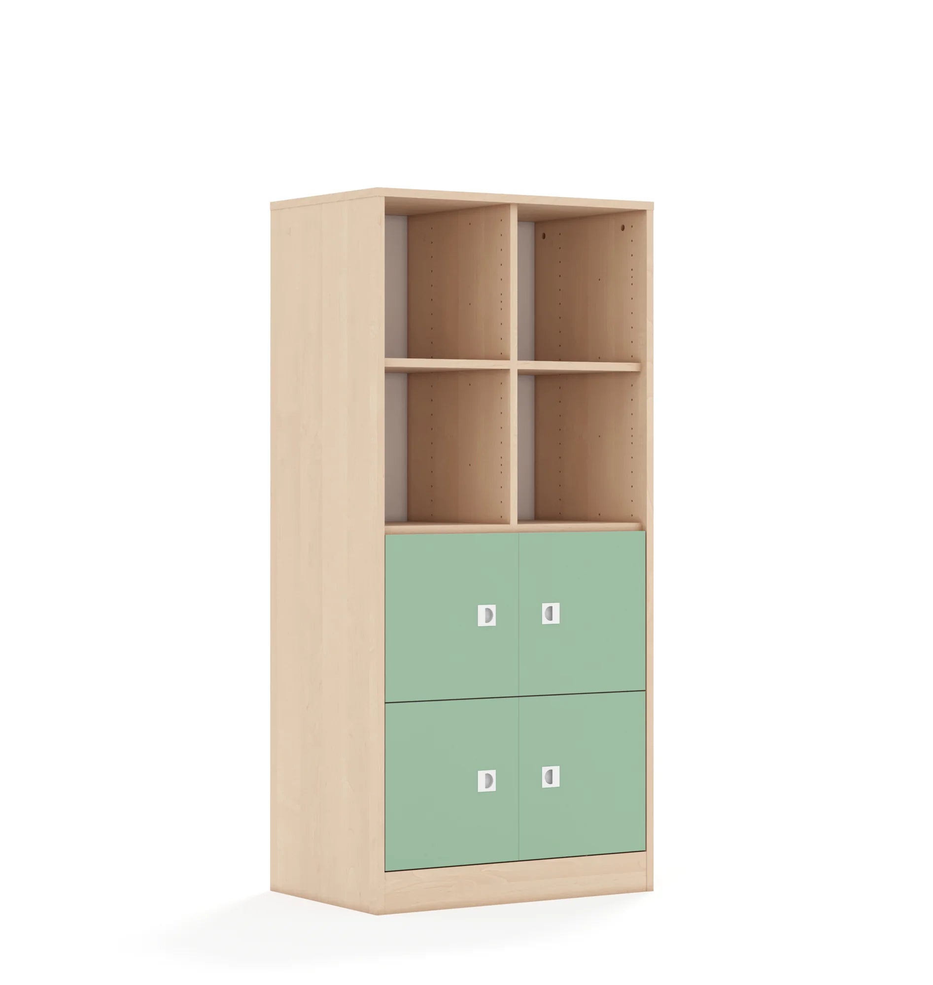 Regał BLOX 70 4PP 4F1 706x466x1517 – brzoza / pastelowy zielony