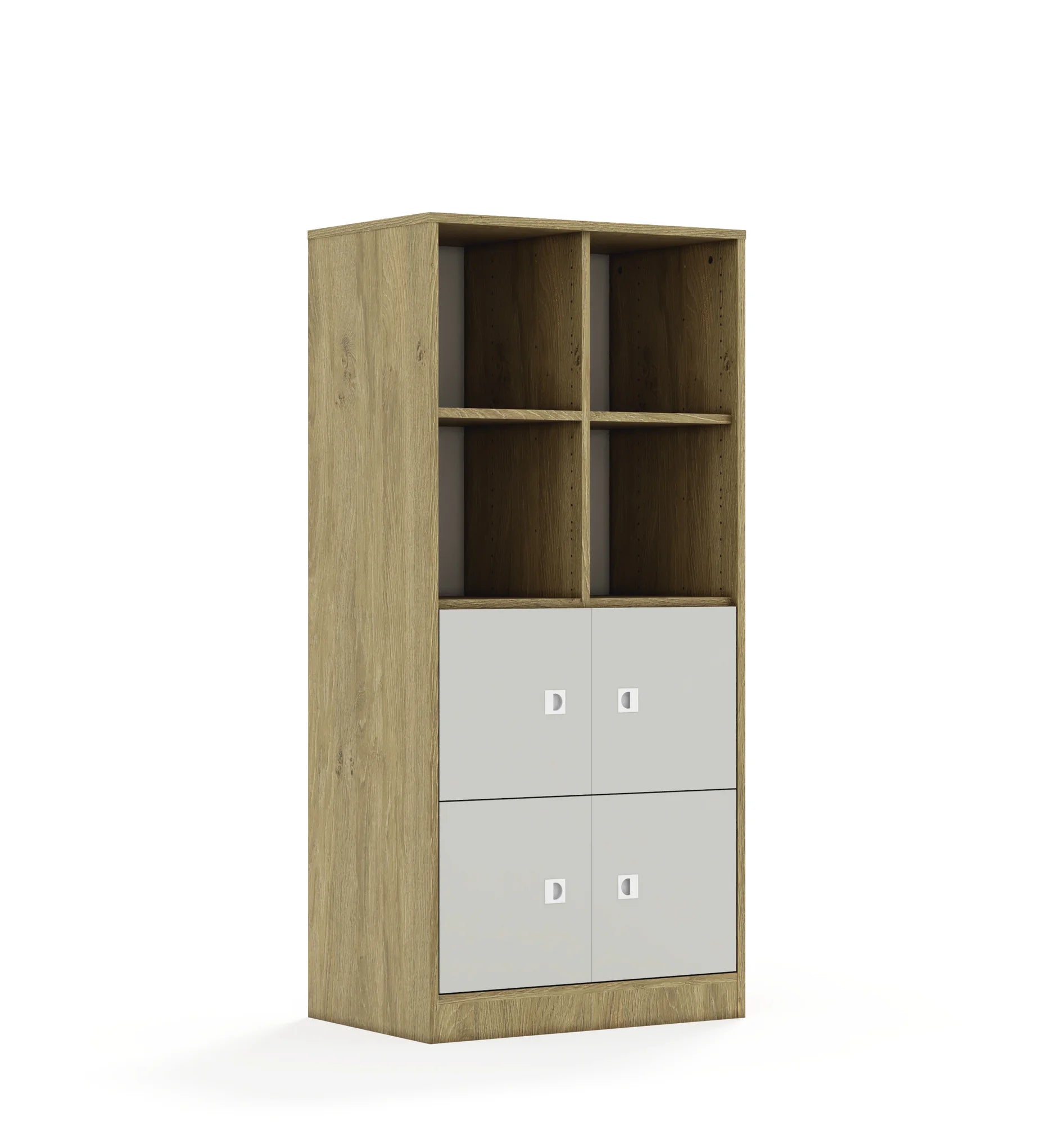 Regał BLOX 70 4PP 4F1 706x466x1517 – dąb / jasny szary