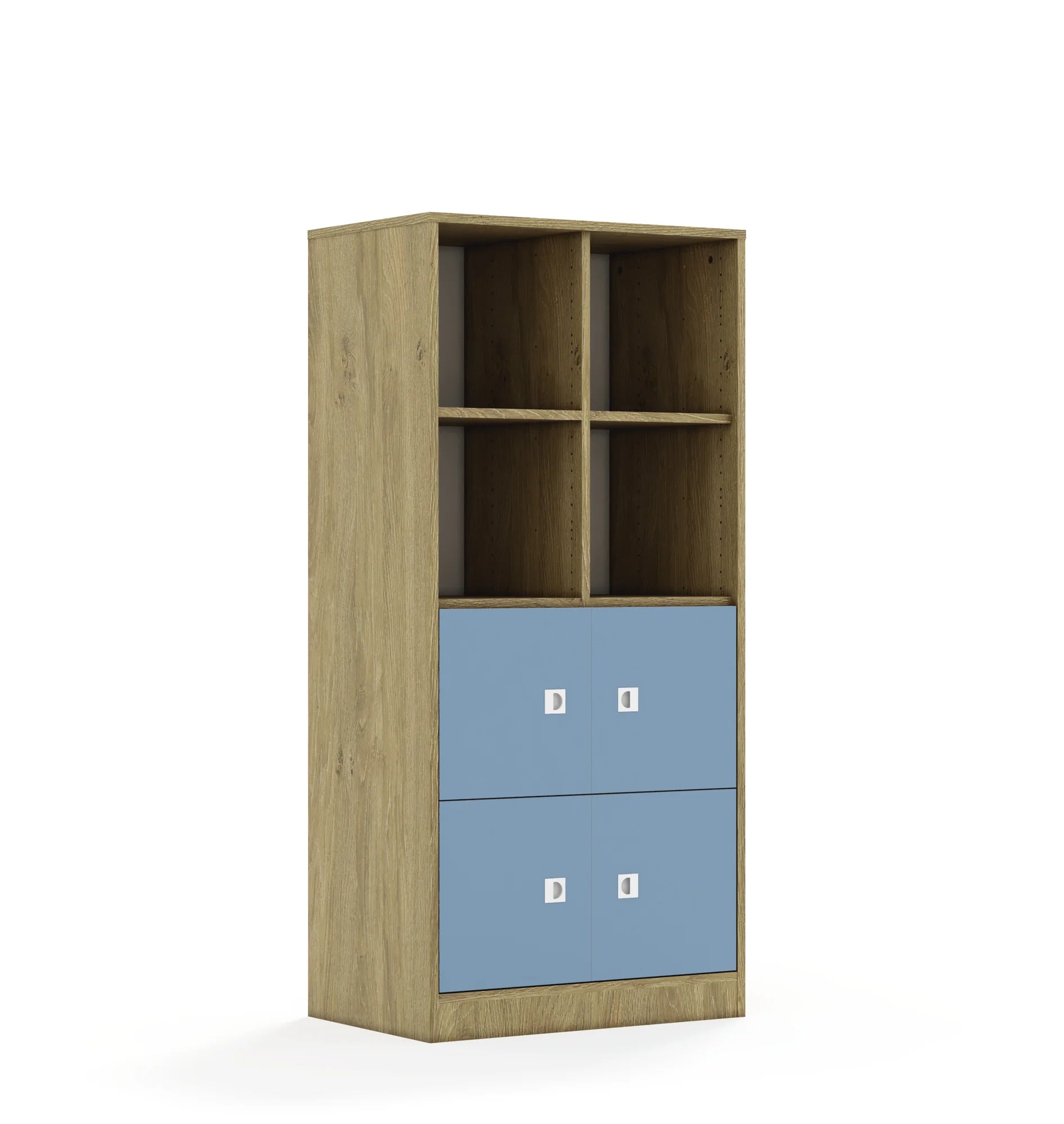 Regał BLOX 70 4PP 4F1 706x466x1517 – dąb / pastelowy niebieski