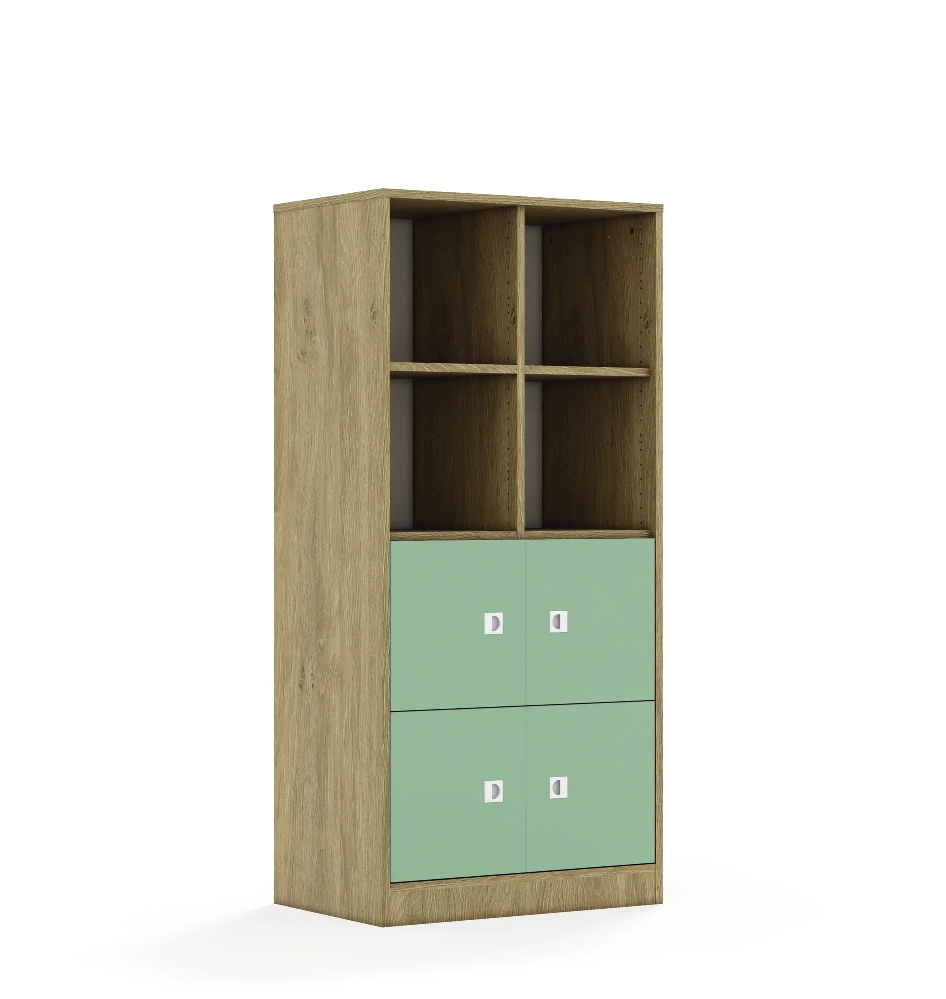 Regał BLOX 70 4PP 4F1 706x466x1517 – dąb / pastelowy zielony