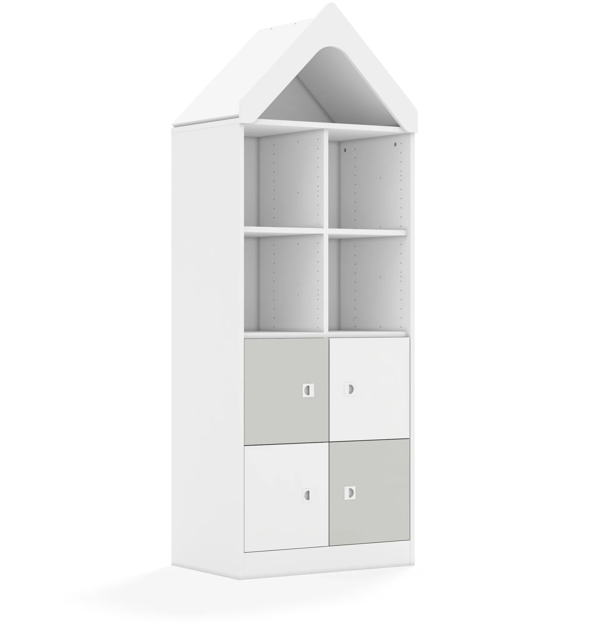 Regał BLOX 70 4PP 4F1 z daszkiem 706x466x1927 – biały / biały/jasny szary