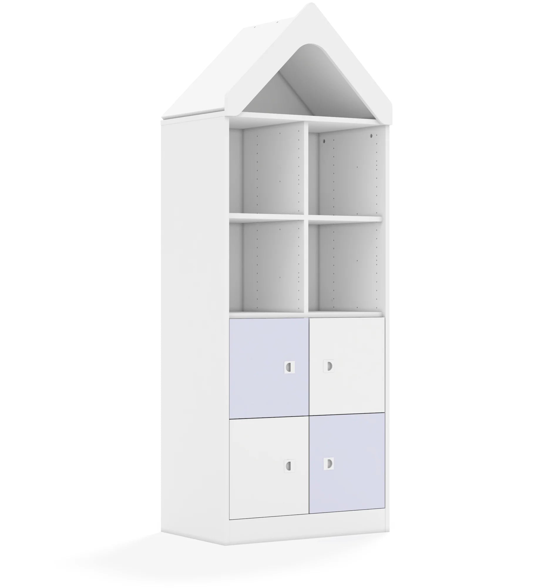 Regał BLOX 70 4PP 4F1 z daszkiem 706x466x1927 – biały / biały/pastelowy fioletowy