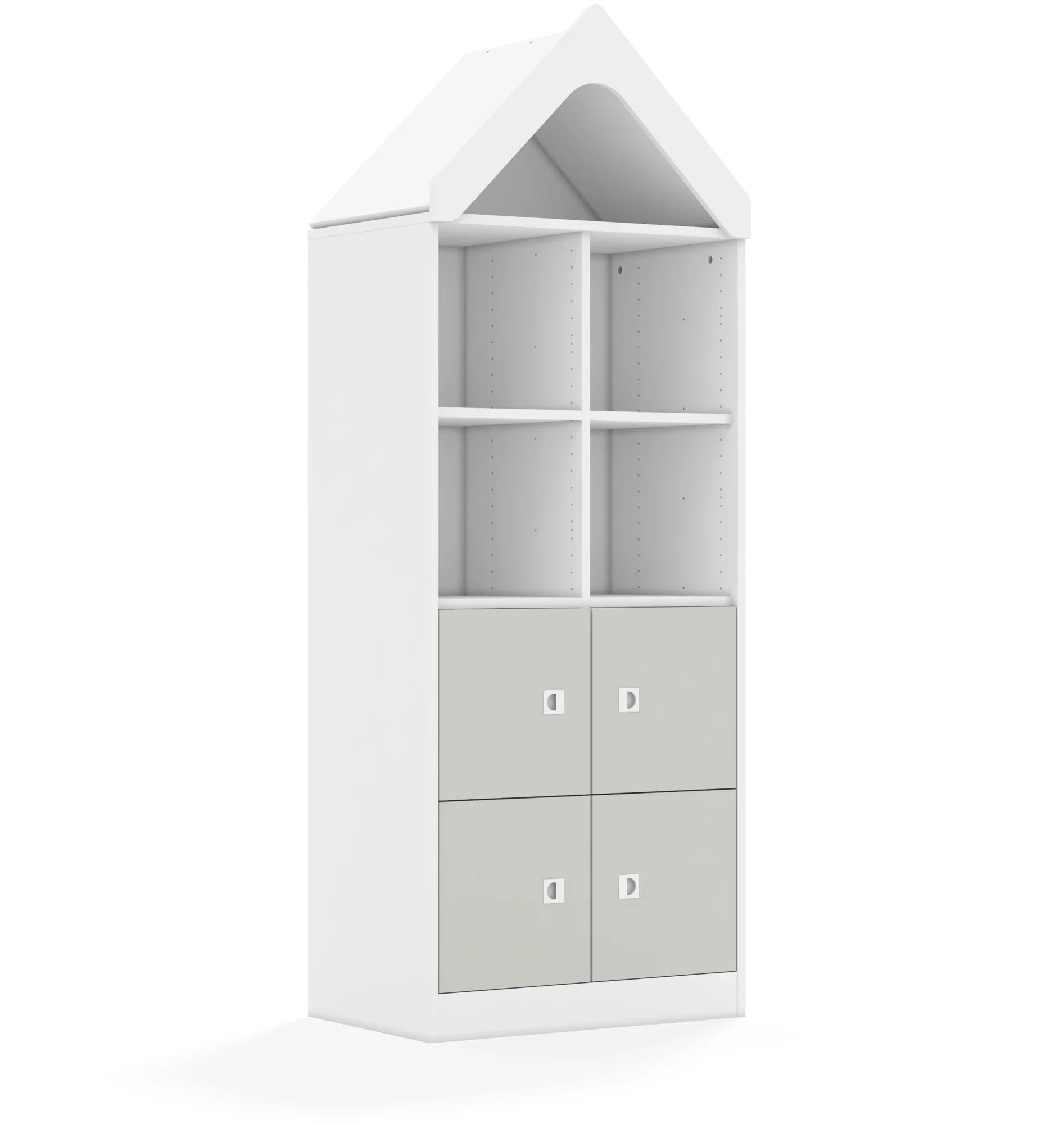 Regał BLOX 70 4PP 4F1 z daszkiem 706x466x1927 – biały / jasny szary
