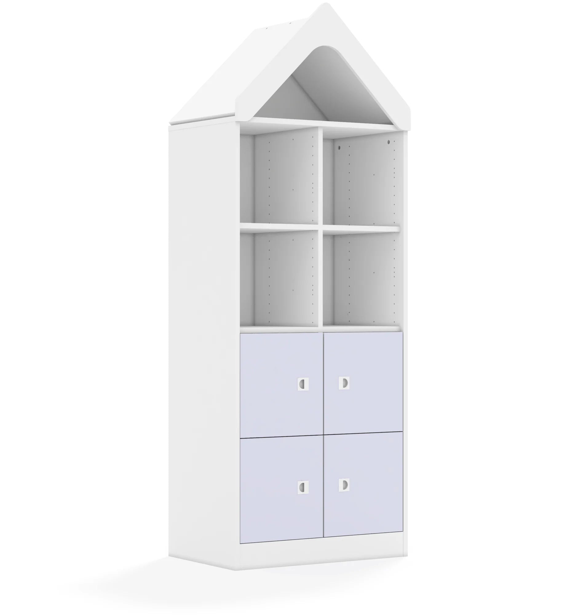Regał BLOX 70 4PP 4F1 z daszkiem 706x466x1927 – biały / pastelowy fioletowy