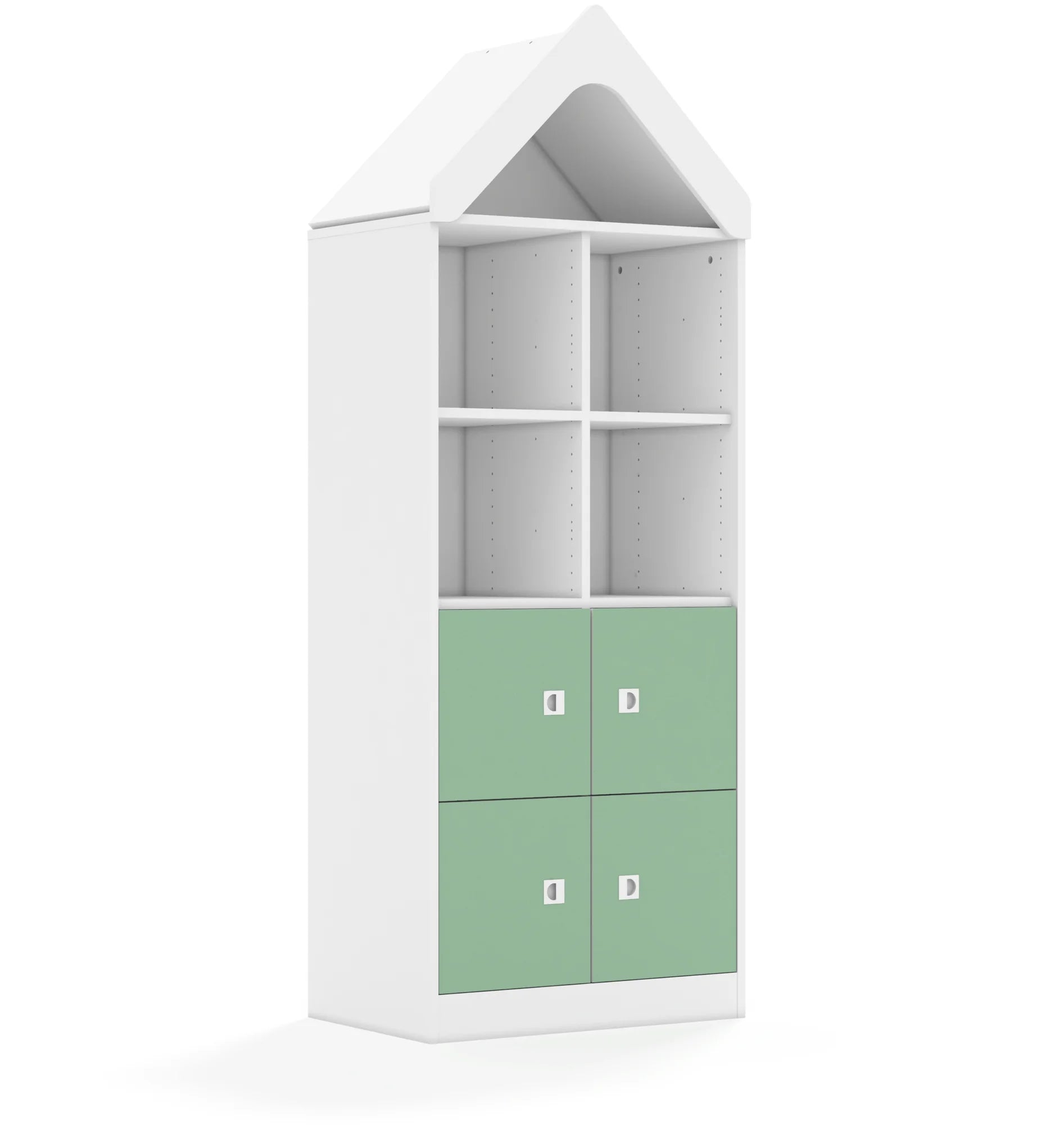 Regał BLOX 70 4PP 4F1 z daszkiem 706x466x1927 – biały / pastelowy zielony