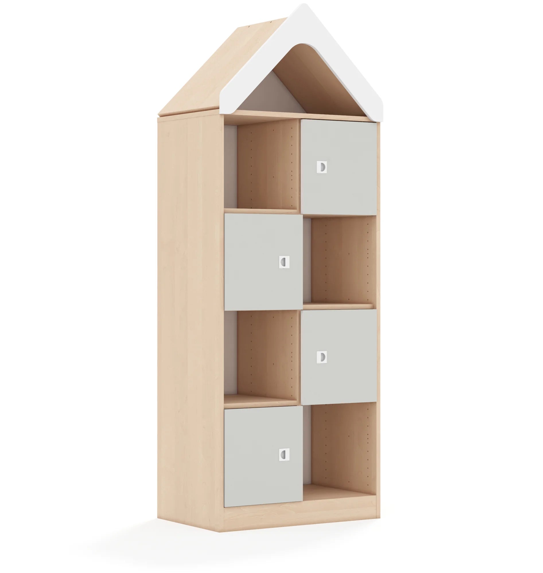 Regał BLOX 70 4PP 4F1 z daszkiem 706x466x1927 – brzoza / jasny szary