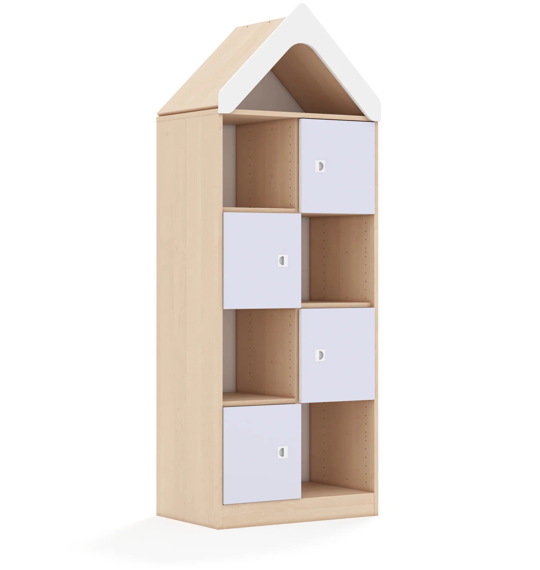 Regał BLOX 70 4PP 4F1 z daszkiem 706x466x1927 – brzoza / pastelowy fioletowy