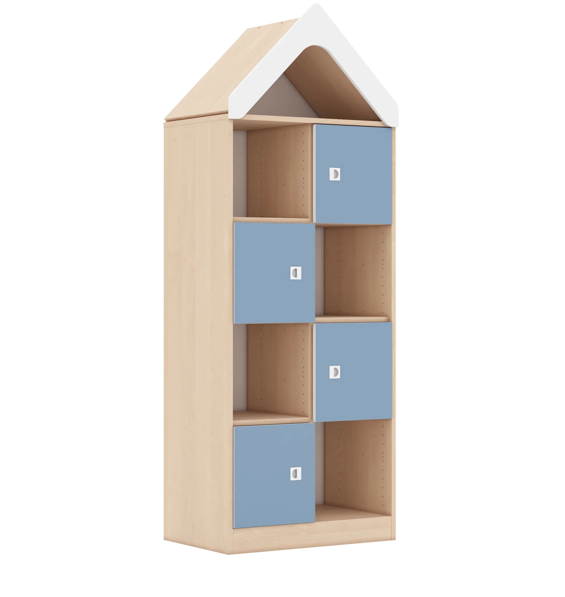Regał BLOX 70 4PP 4F1 z daszkiem 706x466x1927 – brzoza / pastelowy niebieski