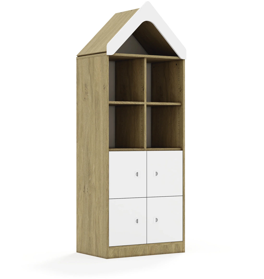 Regał BLOX 70 4PP 4F1 z daszkiem 706x466x1927 – dąb / biały