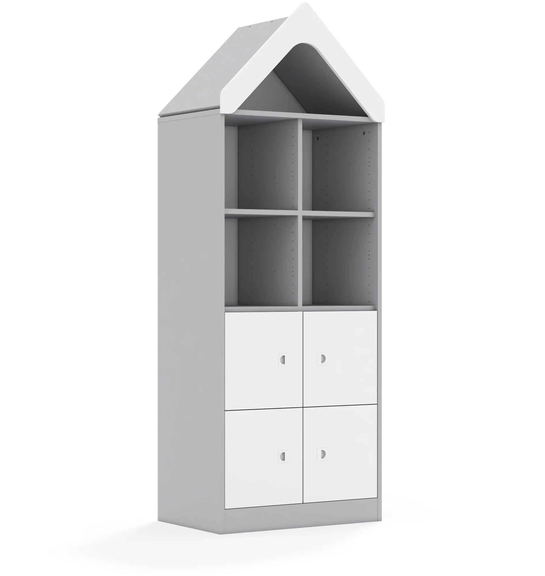 Regał BLOX 70 4PP 4F1 z daszkiem 706x466x1927 – szary / biały
