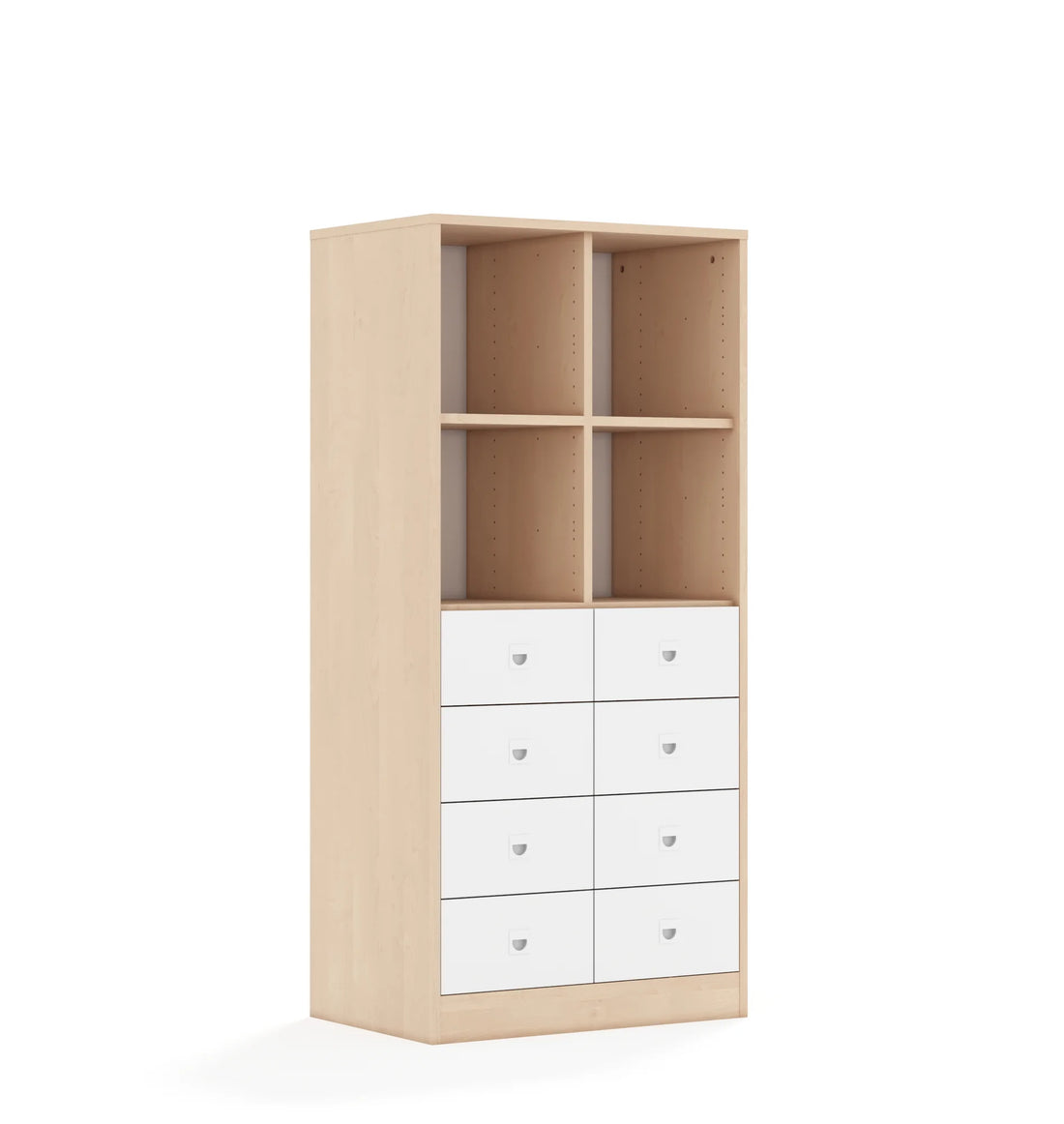 Regał BLOX 70 4PP 8SB 706x466x1517 – dąb / biały