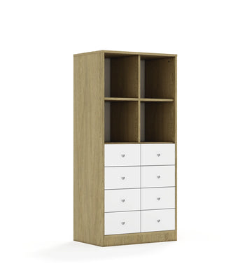 Regał BLOX 70 4PP 8SB 706x466x1517 – dąb / biały