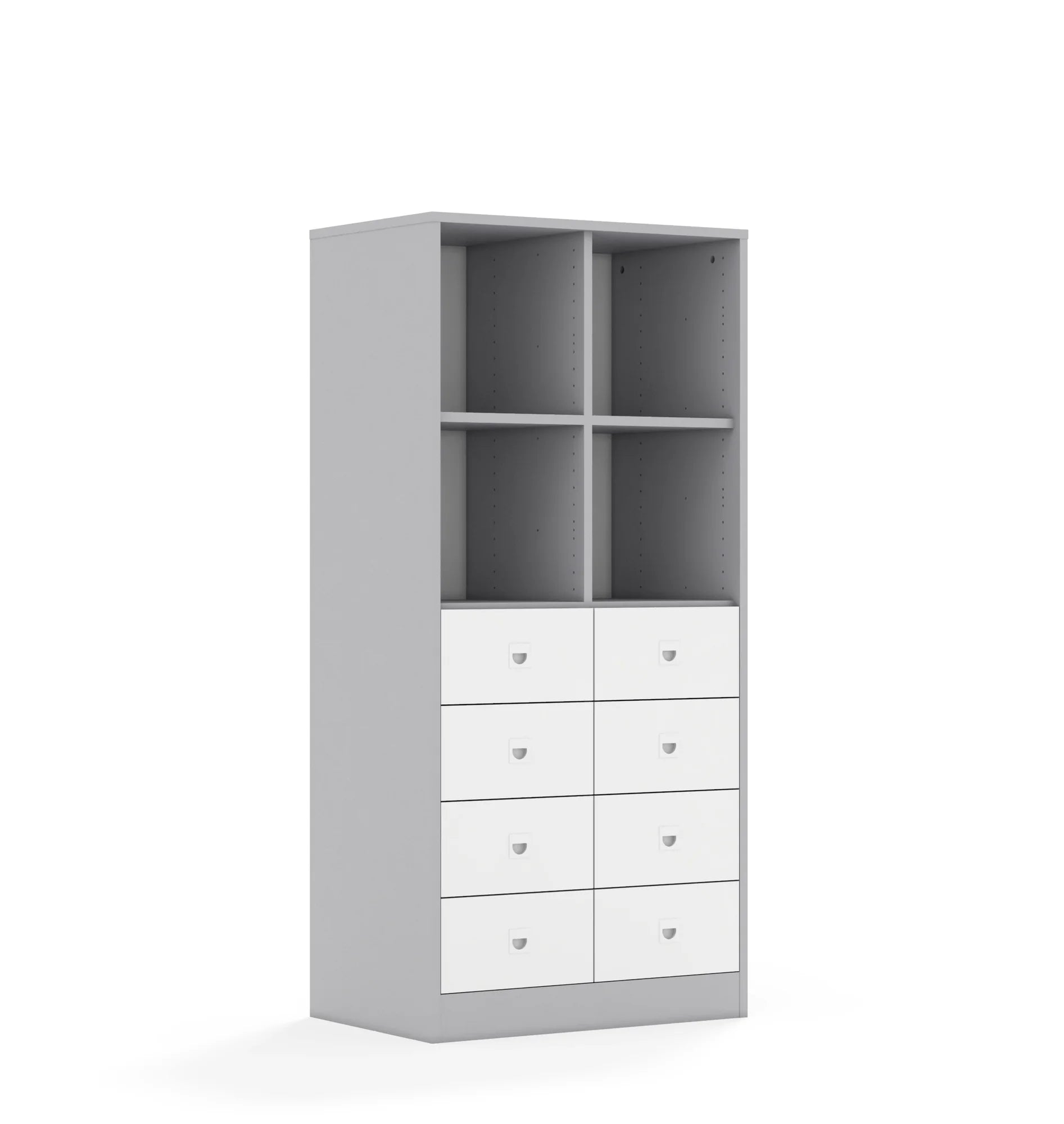 Regał BLOX 70 4PP 8SB 706x466x1517 – szary / biały