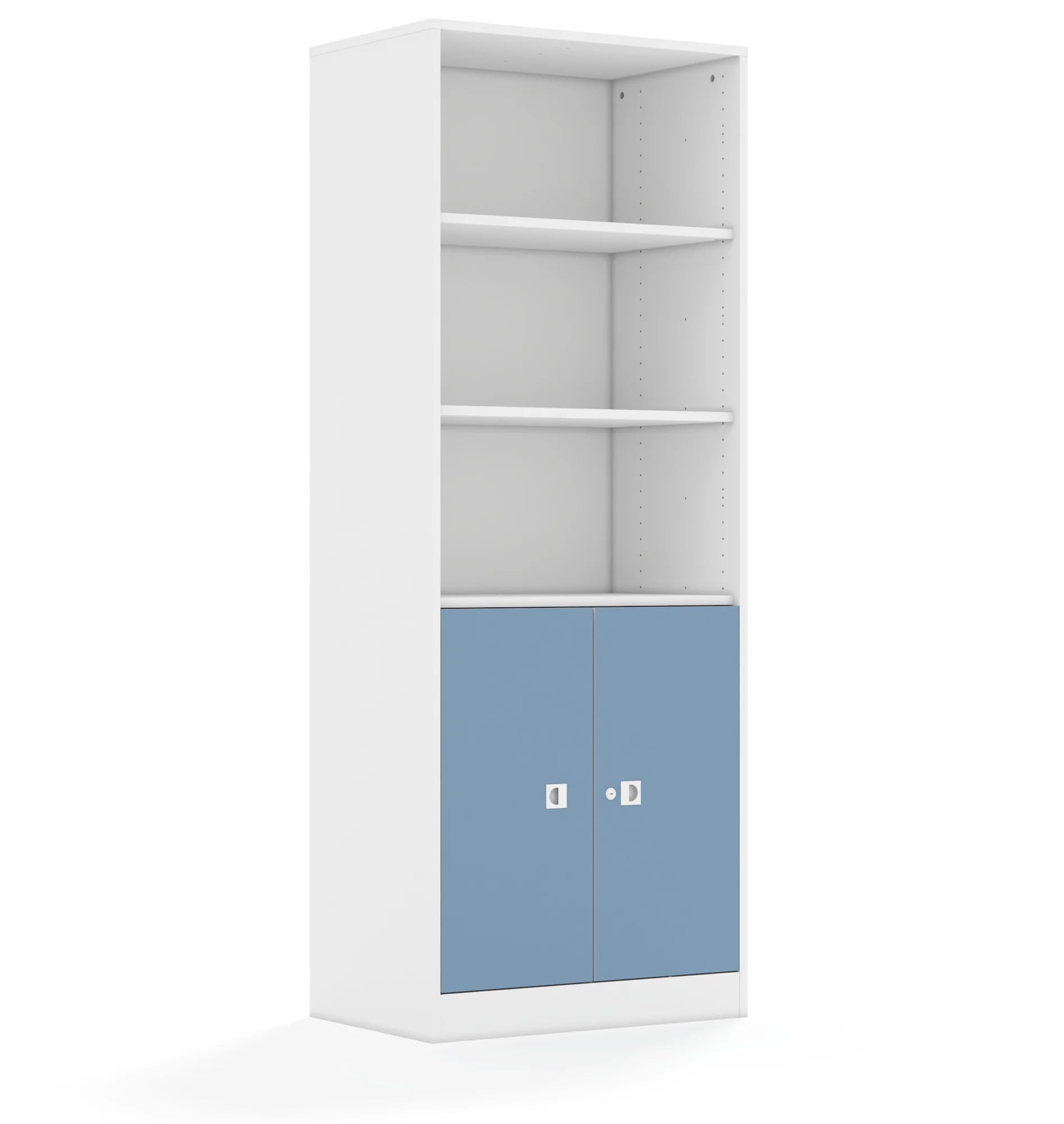 Regał BLOX 70 5P 2F2 706x466x1869 – biały / pastelowy niebieski
