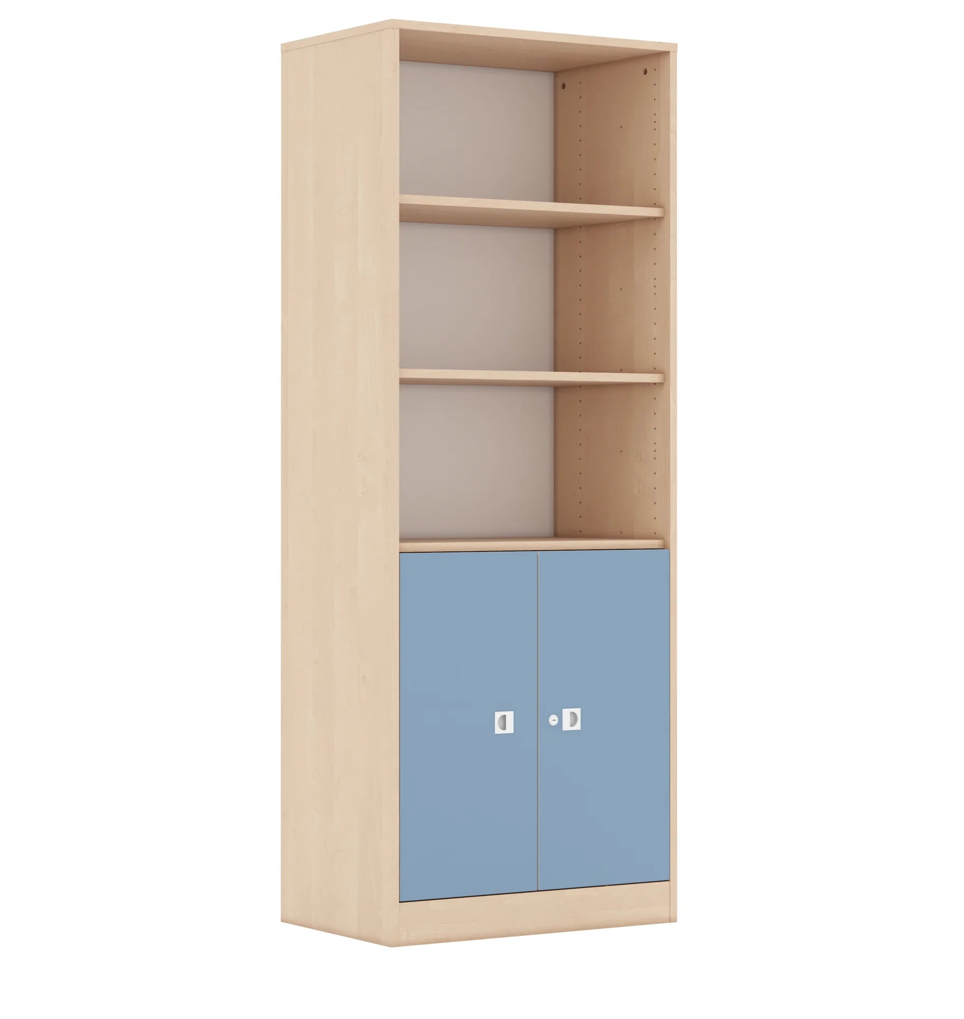 Regał BLOX 70 5P 2F2 706x466x1869 – brzoza / pastelowy niebieski