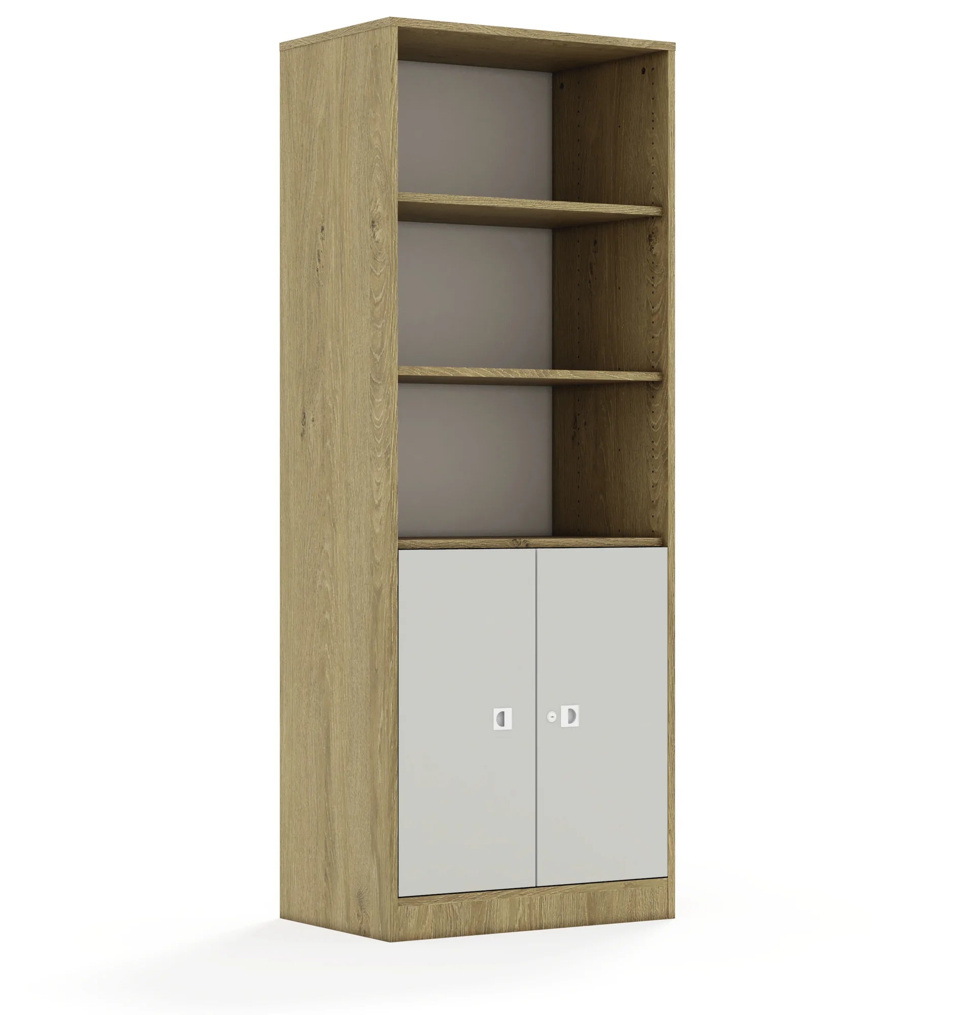 Regał BLOX 70 5P 2F2 706x466x1869 – dąb / jasny szary