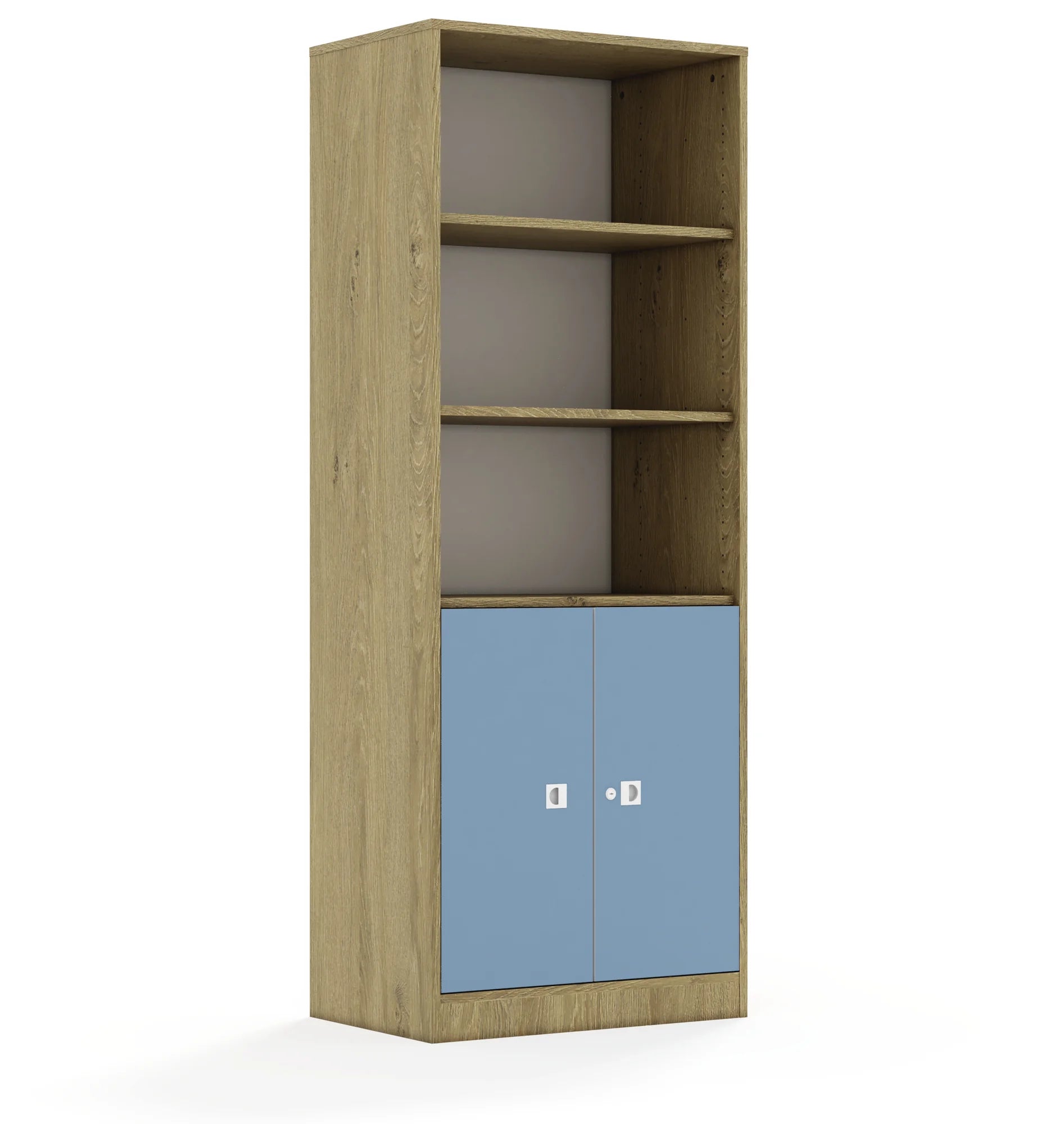 Regał BLOX 70 5P 2F2 706x466x1869 – dąb / pastelowy niebieski