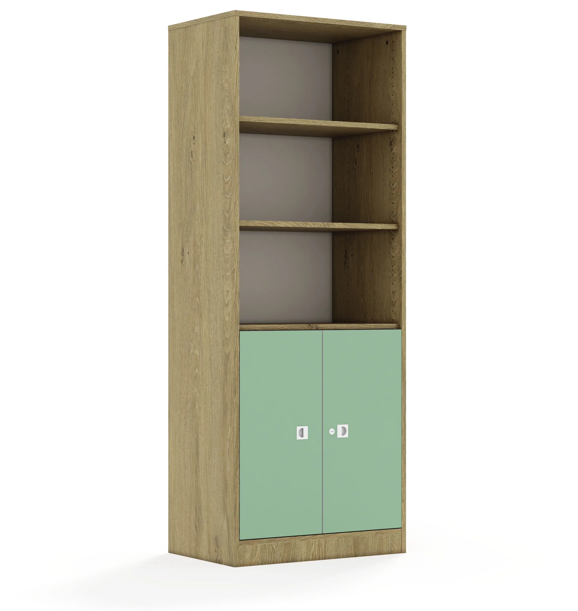 Regał BLOX 70 5P 2F2 706x466x1869 – dąb / pastelowy zielony
