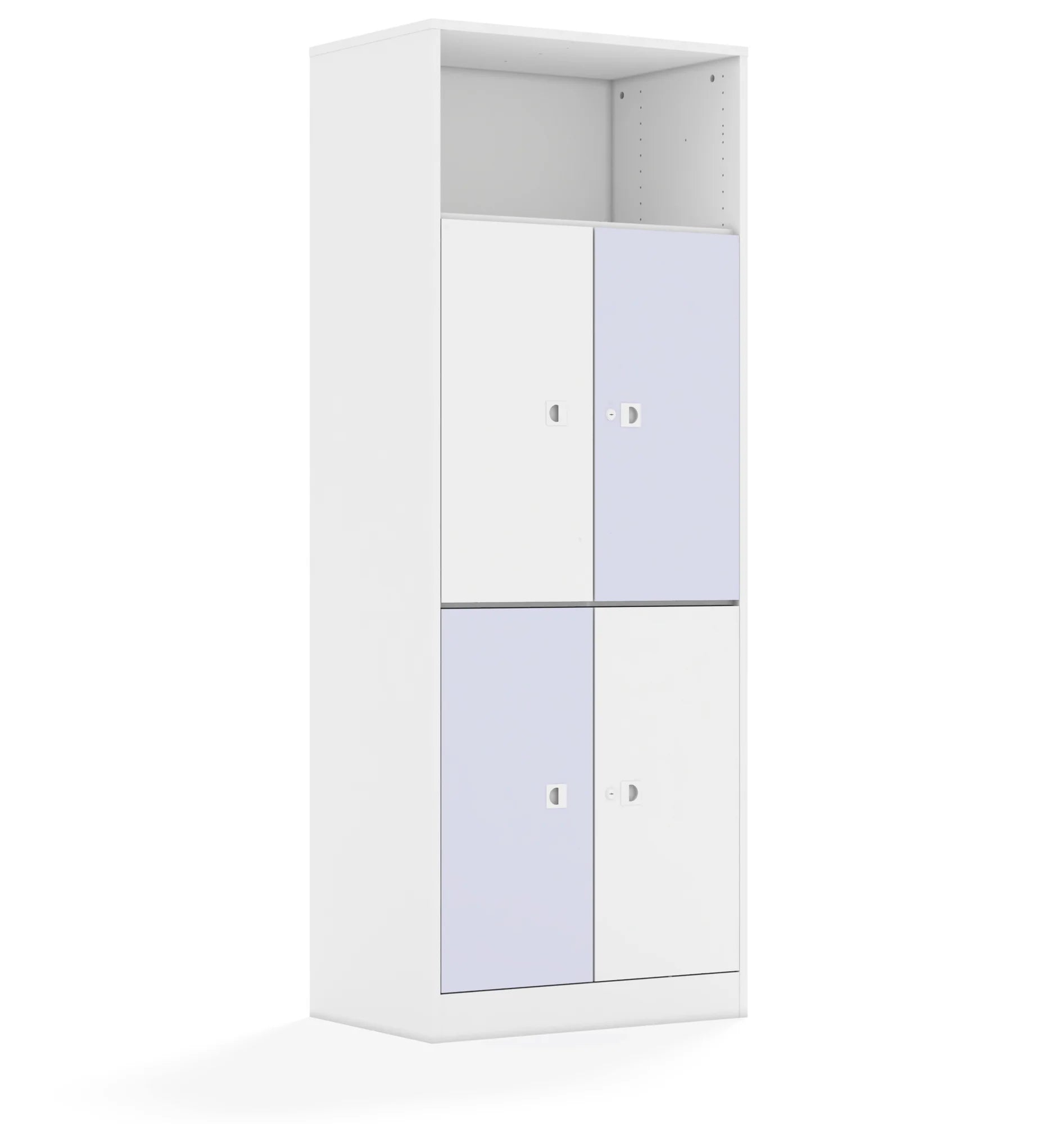 Regał BLOX 70 5P 4F2 706x466x1869 – biały / biały/pastelowy fioletowy